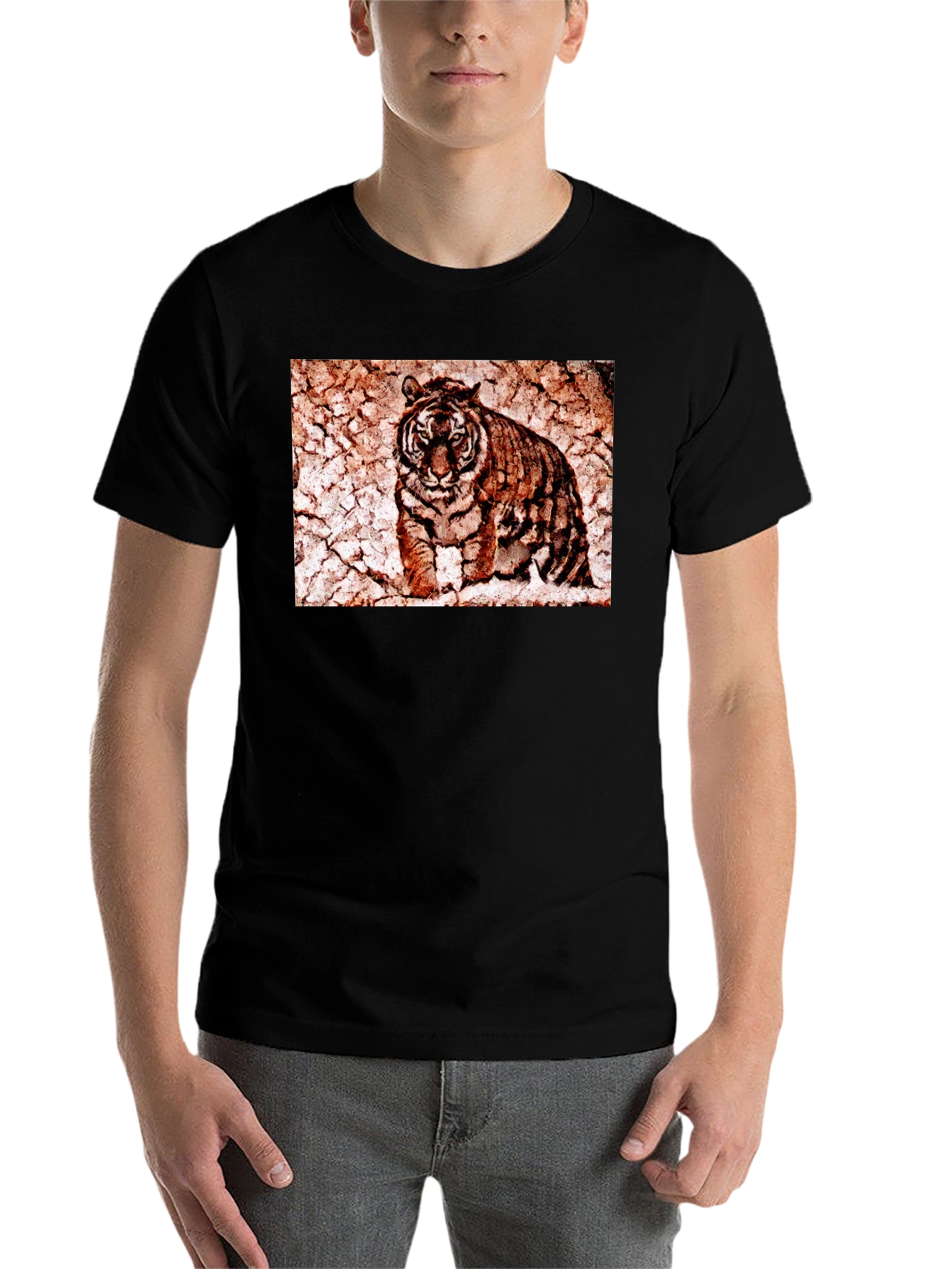 Black Tiger Graphic Tee - Distressed Print view 7