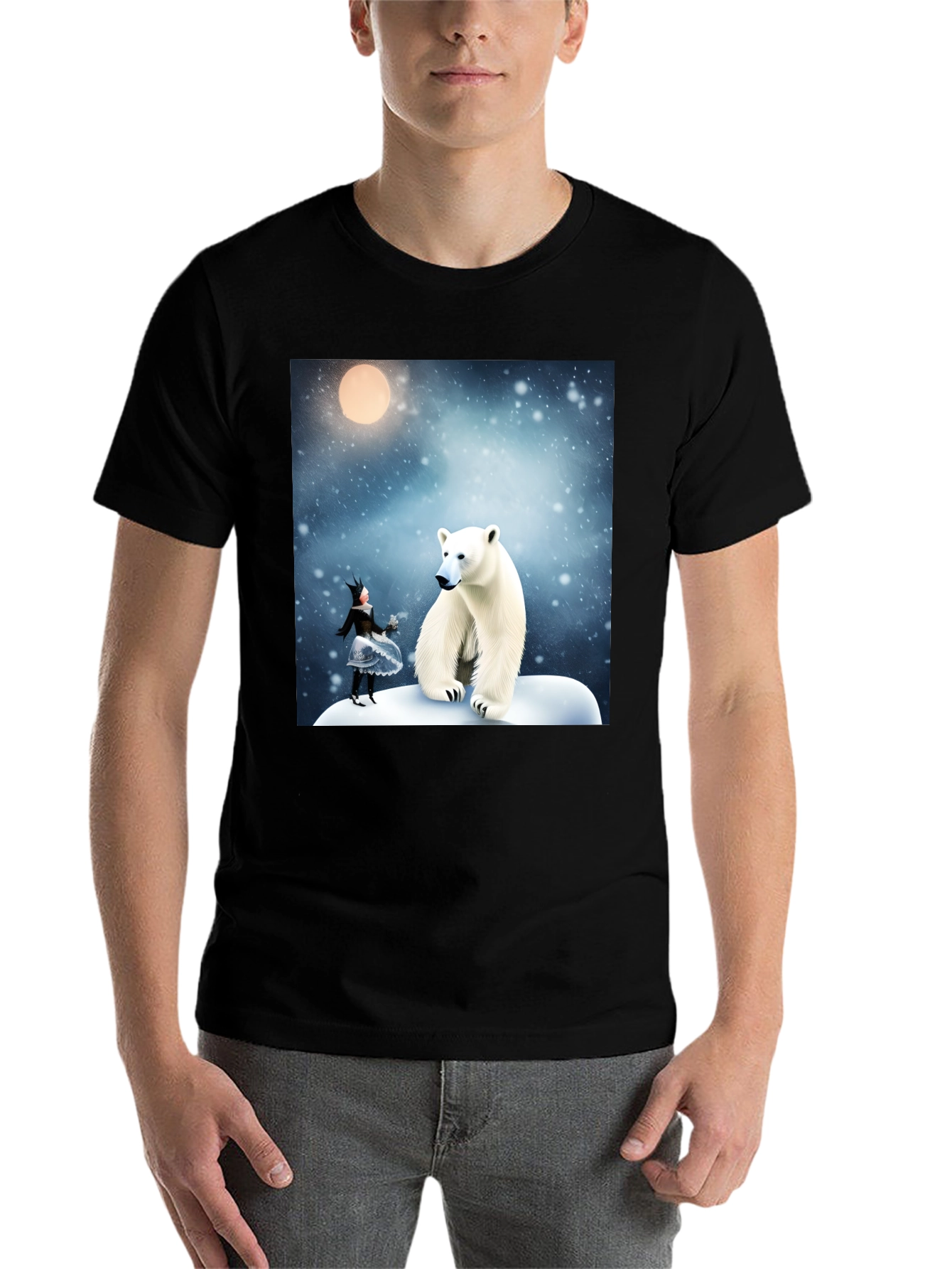 Black Winter Wonderland Polar Bear Graphic Tee view 7