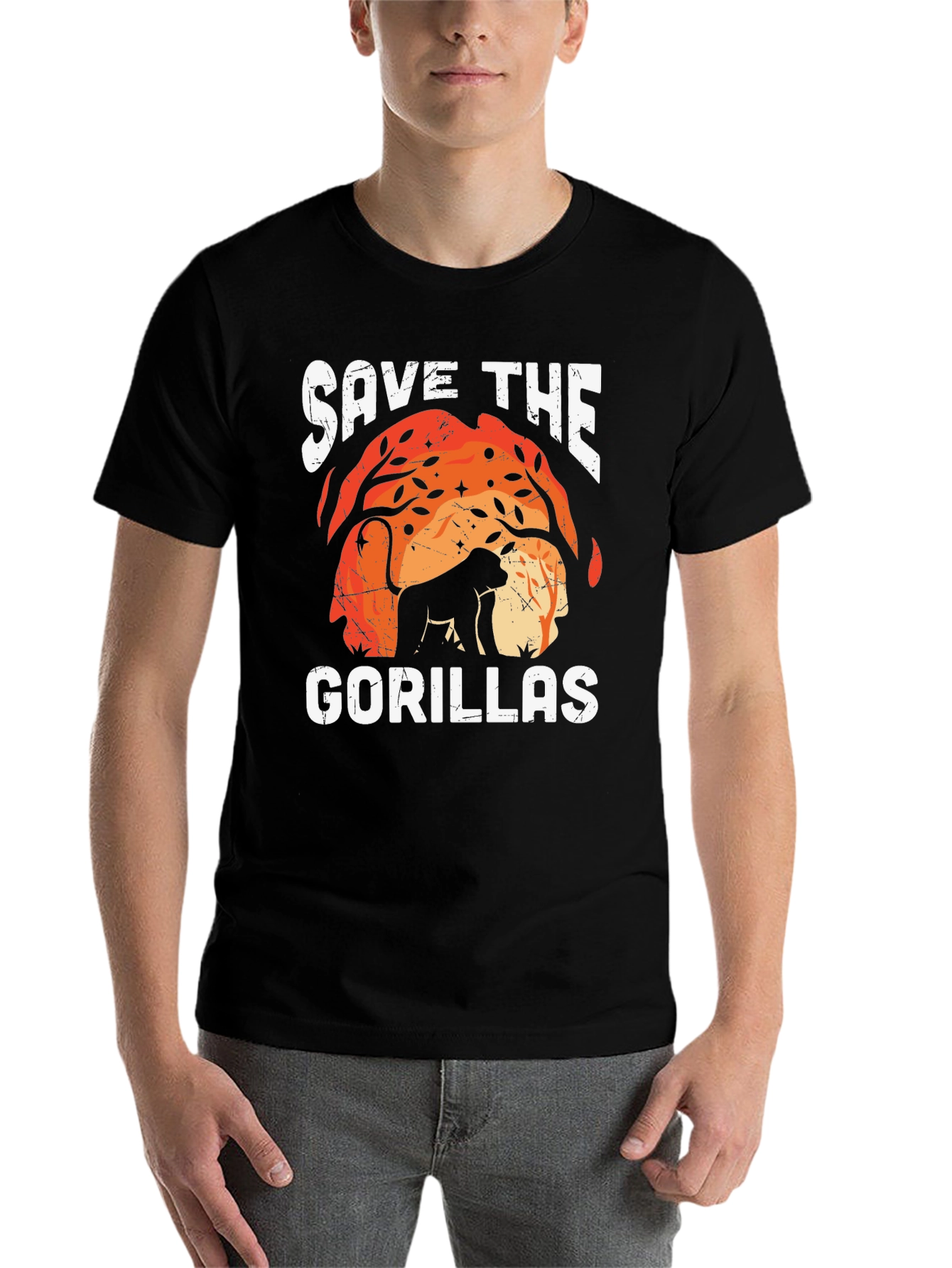 Black Save The Gorillas Graphic Tee view 7