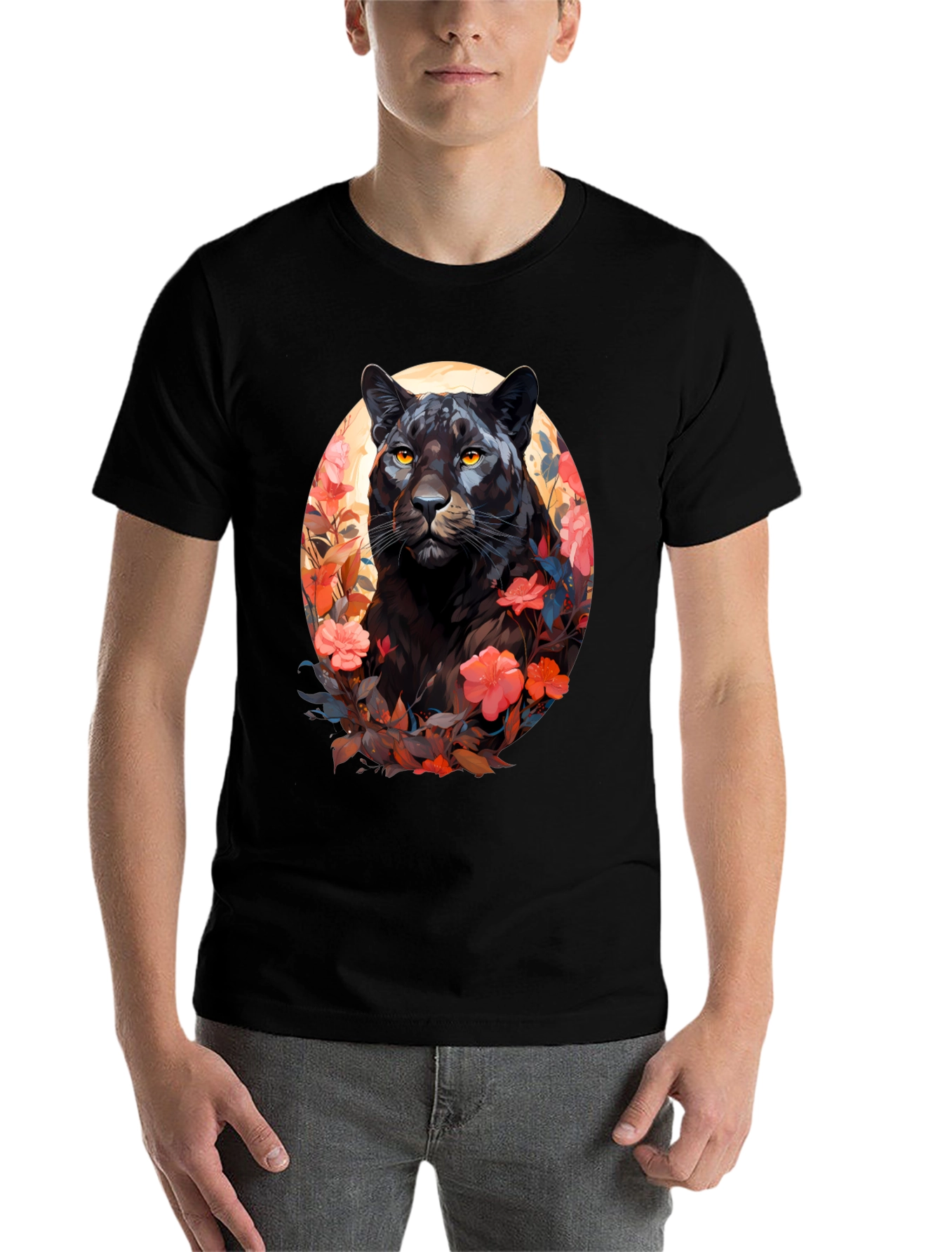 Black Black Panther Floral Graphic Tee view 7
