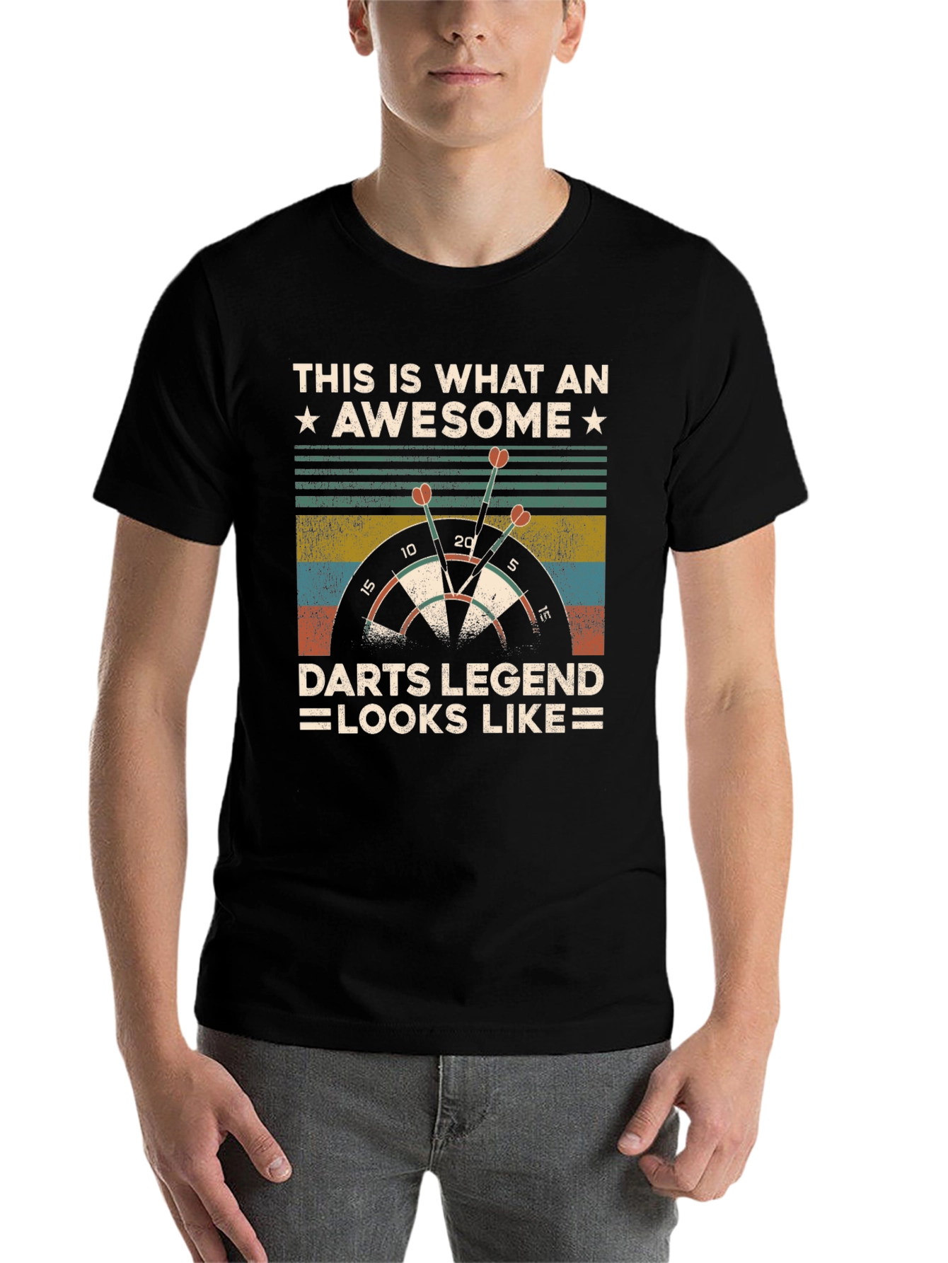 Black Awesome Darts Legend T-Shirt: Dartboard Graphic Tee view 7