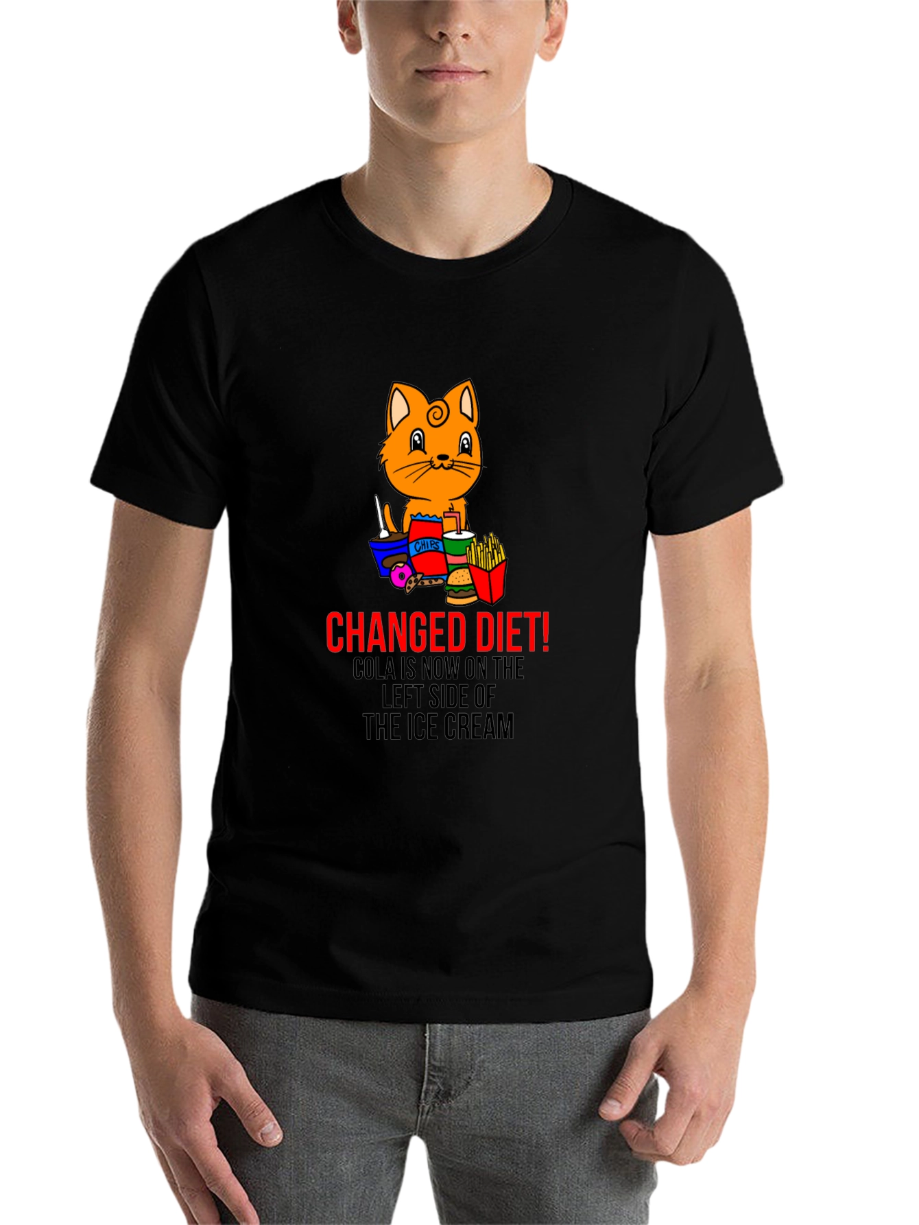 Black Changed Diet Cat T-Shirt view 7