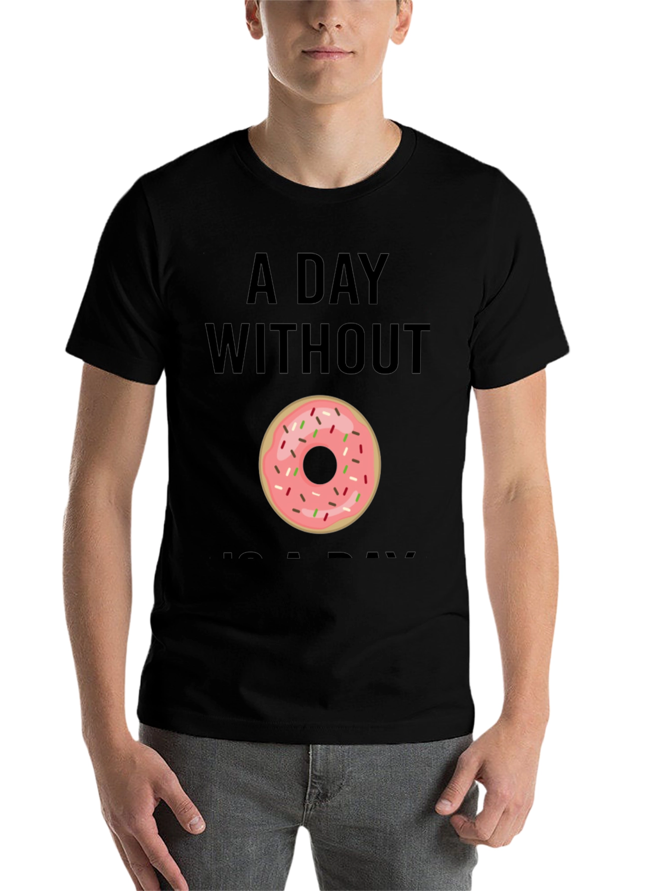 Black Donut Graphic T-Shirt - A Day Without Donuts view 7