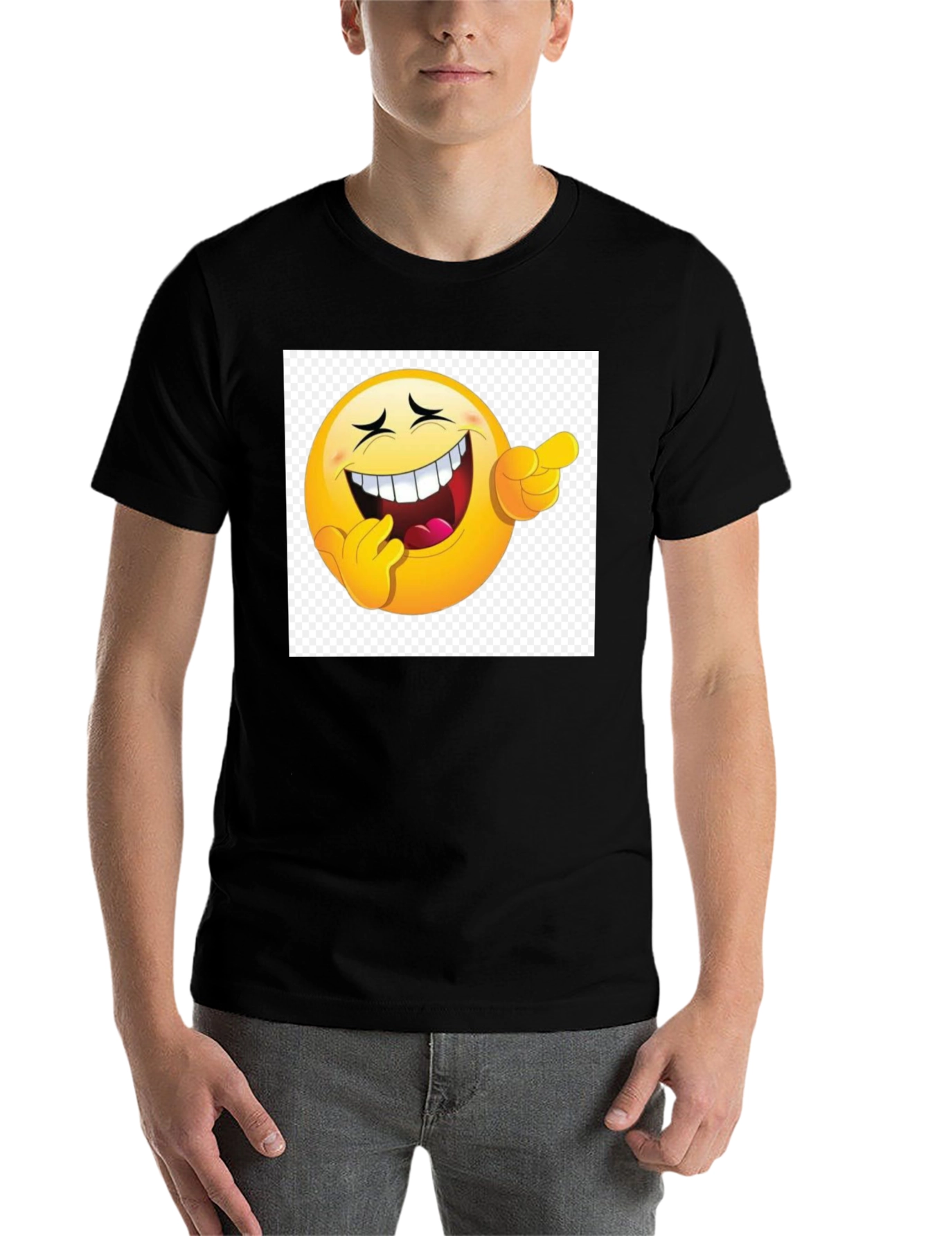 Black Laughing Emoji Graphic Black T-Shirt view 7