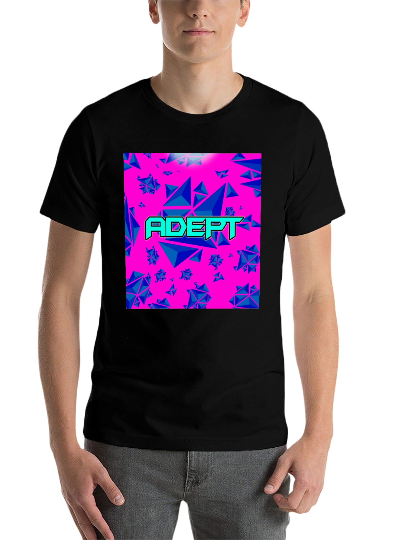 Black Adept Graphic Tee - Retro Geometric Design view 7