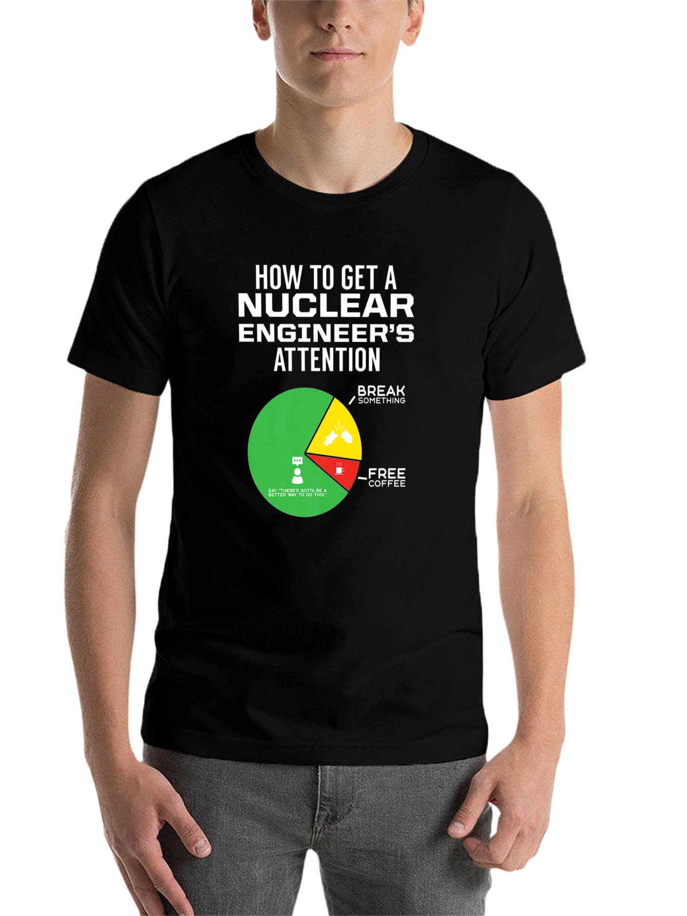 Black Nuclear Engineer's Attention T-Shirt view 7