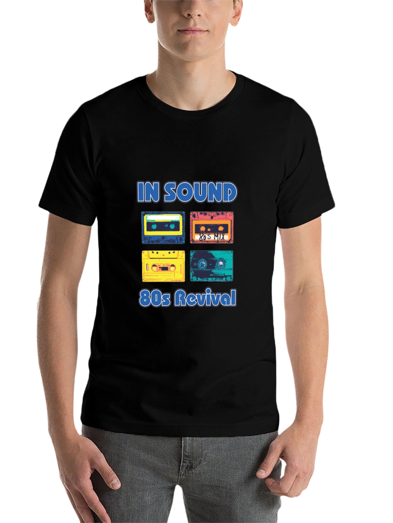 Black Retro 80s Music Revival T-Shirt view 7