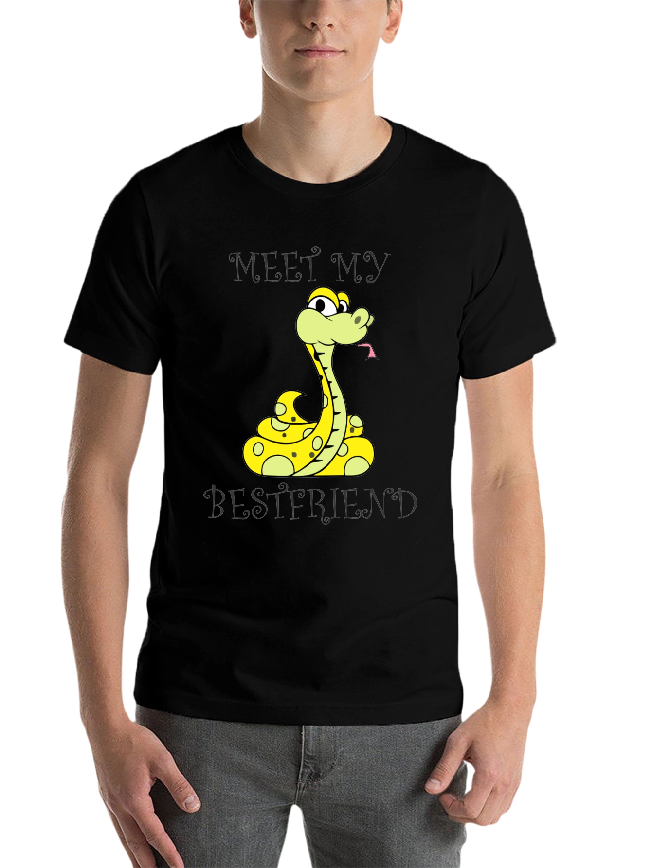 Black Meet My Bestfriend Snake Graphic T-Shirt view 7