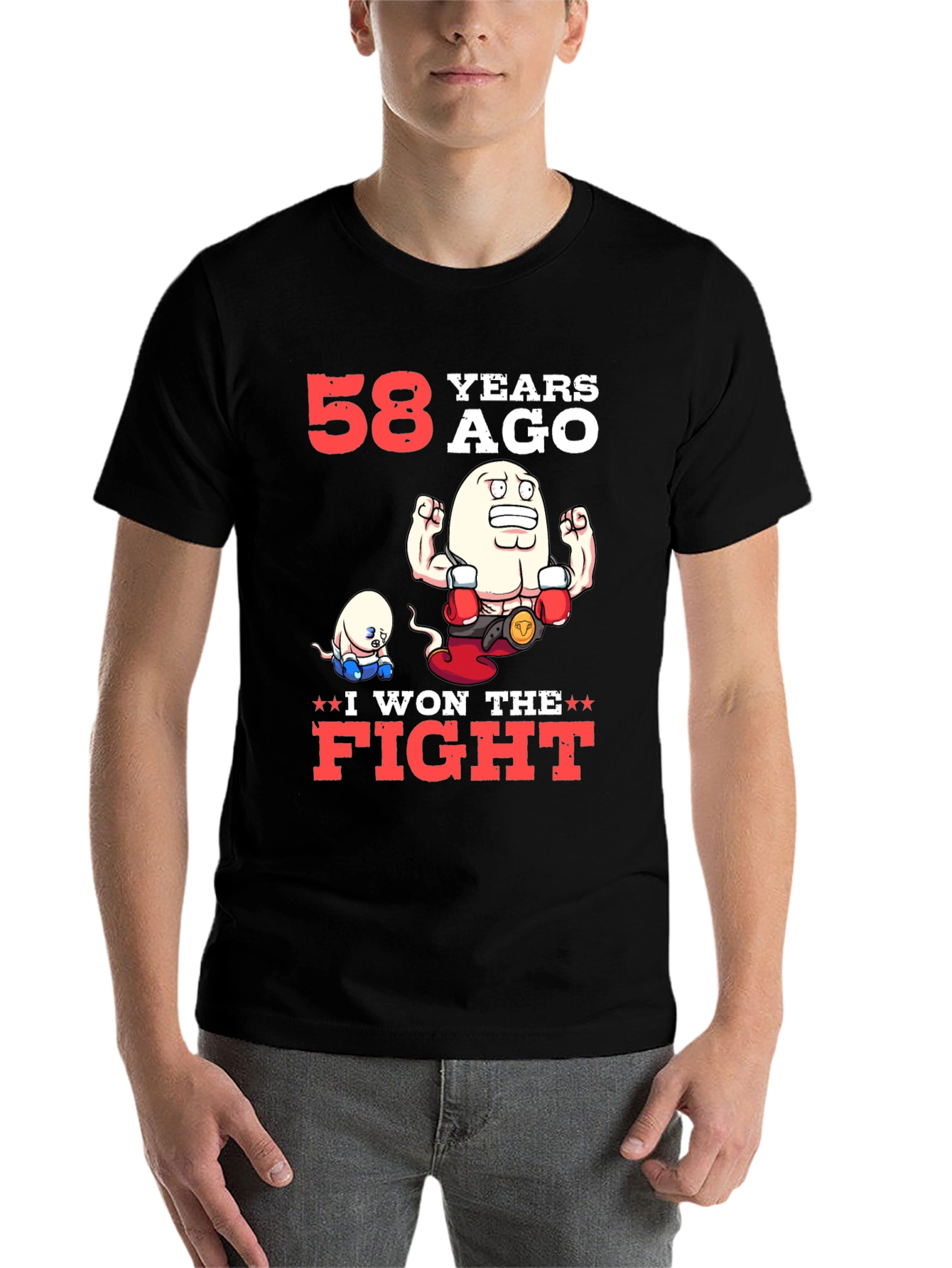 Black Funny 58 Years Ago I Won The Fight T-Shirt view 7