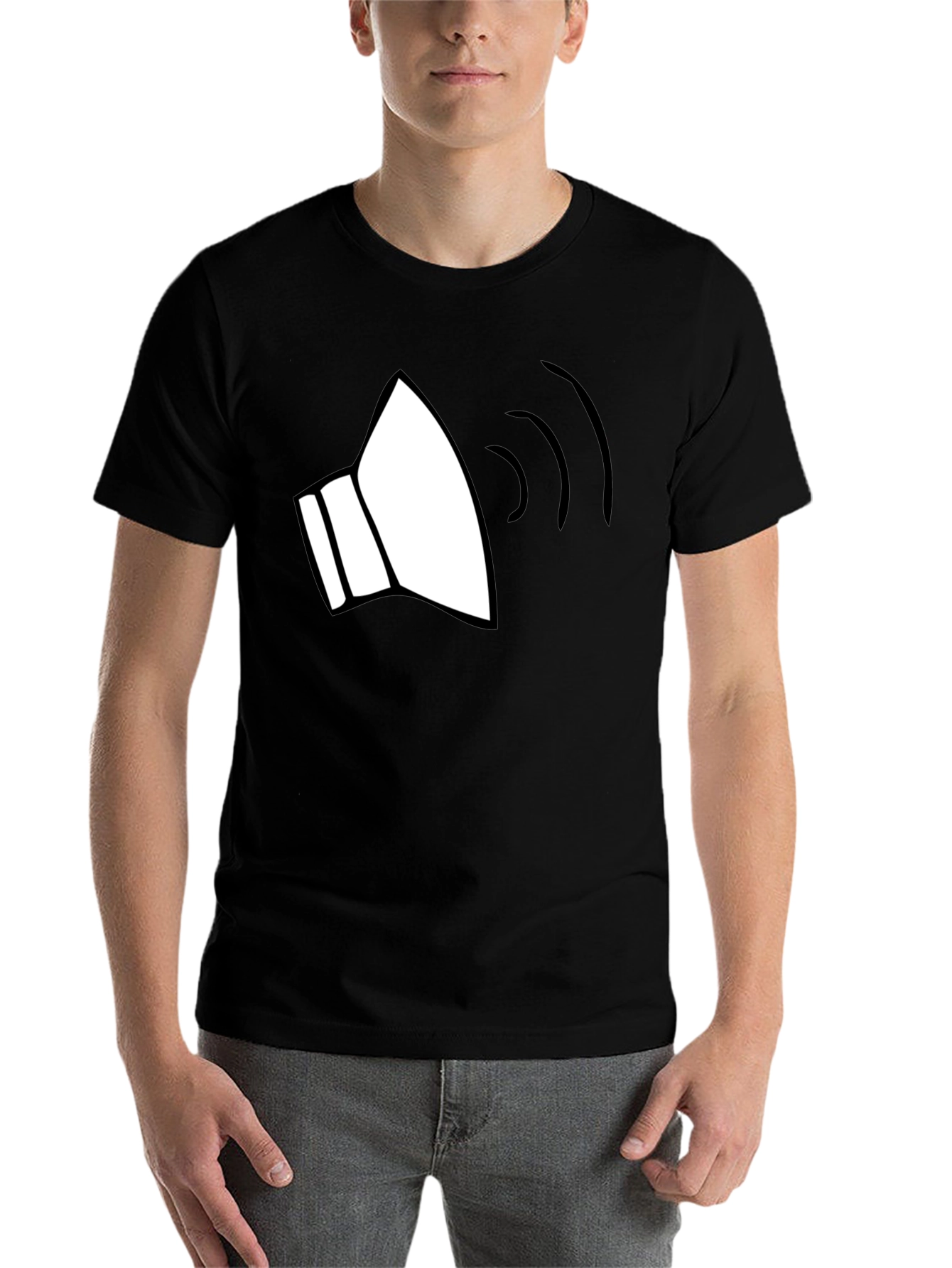 Black Sound Wave Graphic Tee - Black Cotton Blend view 7