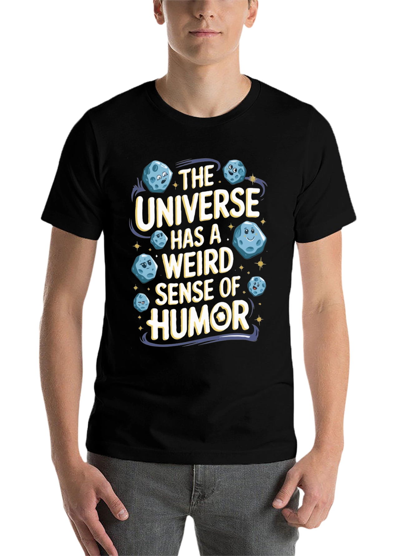 Black The Universe Humor T-Shirt Funny Graphic Tee view 7