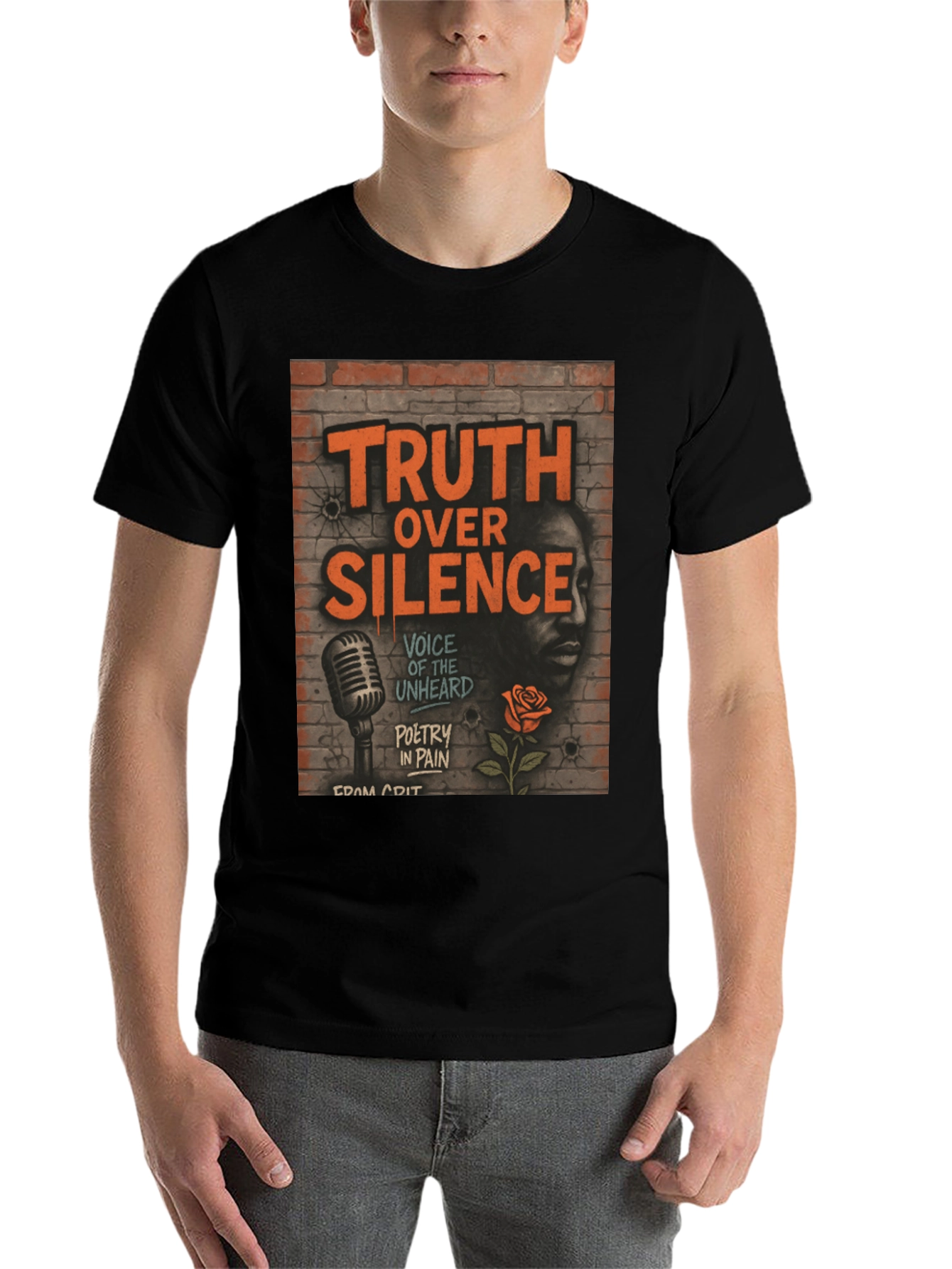 Black Truth Over Silence Graphic T-Shirt - Poetry in Pain view 7