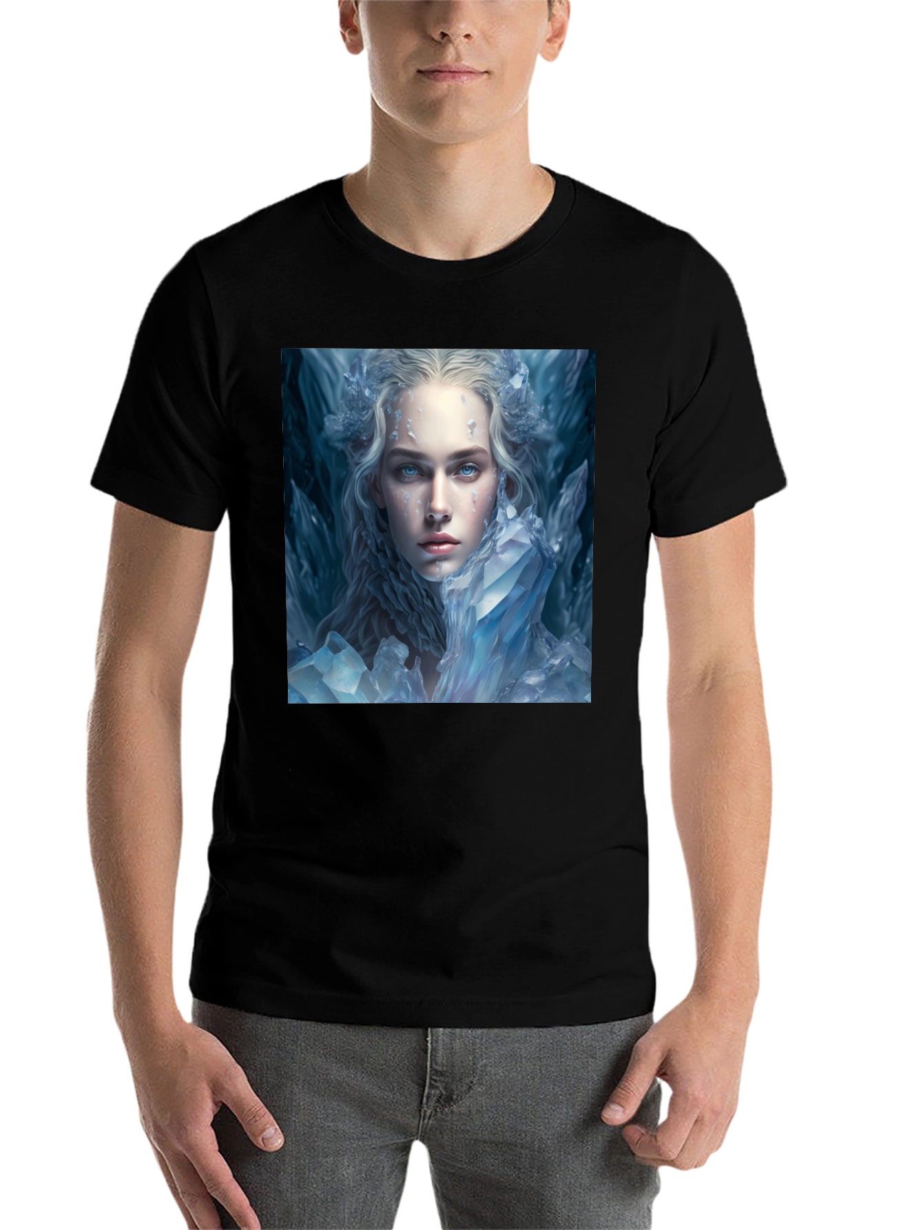 Black Icy Queen Graphic Tee - Black Cotton Blend Shirt view 7