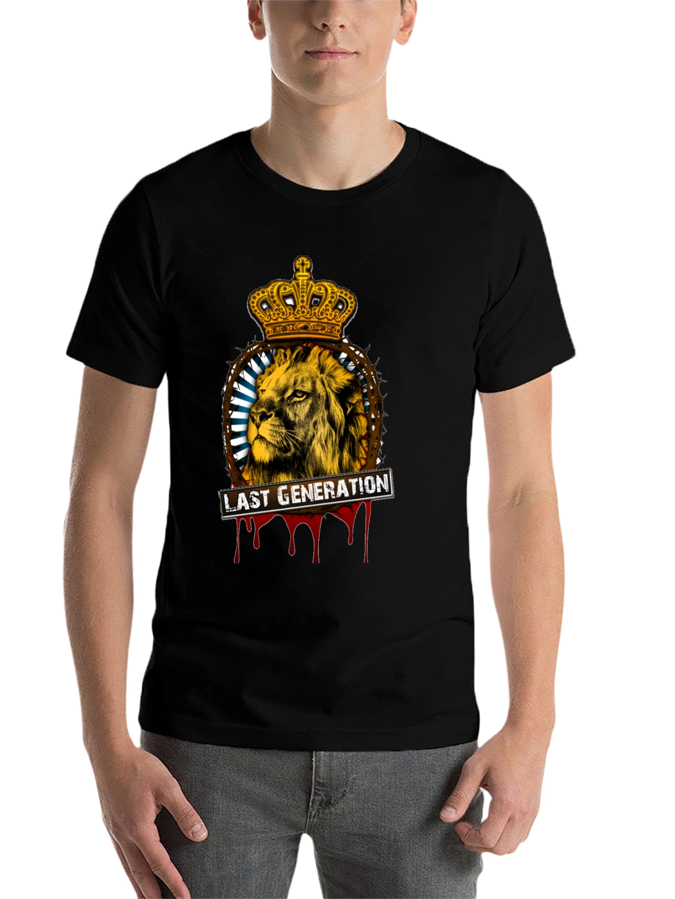 Black Lion Crown T-Shirt - Last Generation Graphic Tee view 7