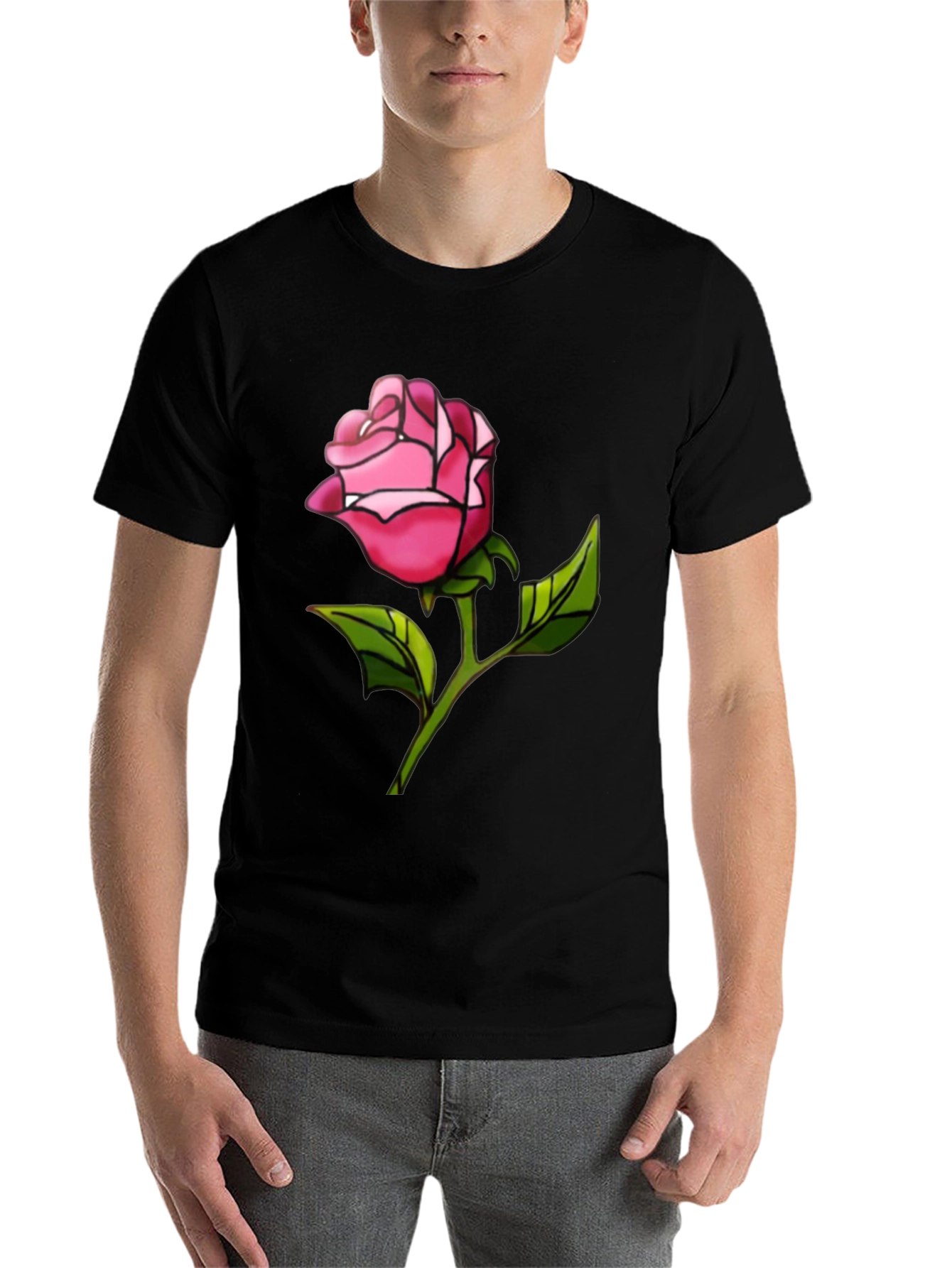 Black Rose Graphic Tee - Black Casual T-Shirt view 7