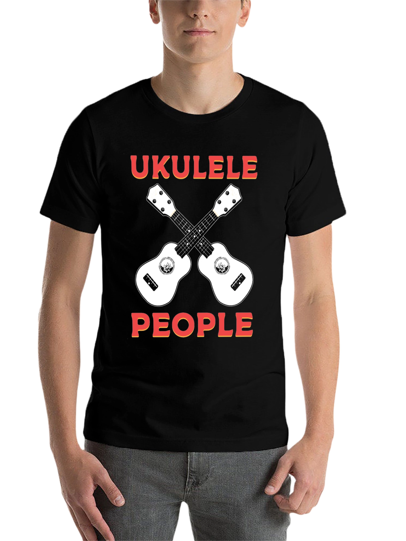 Black Ukulele People Graphic T-Shirt view 7