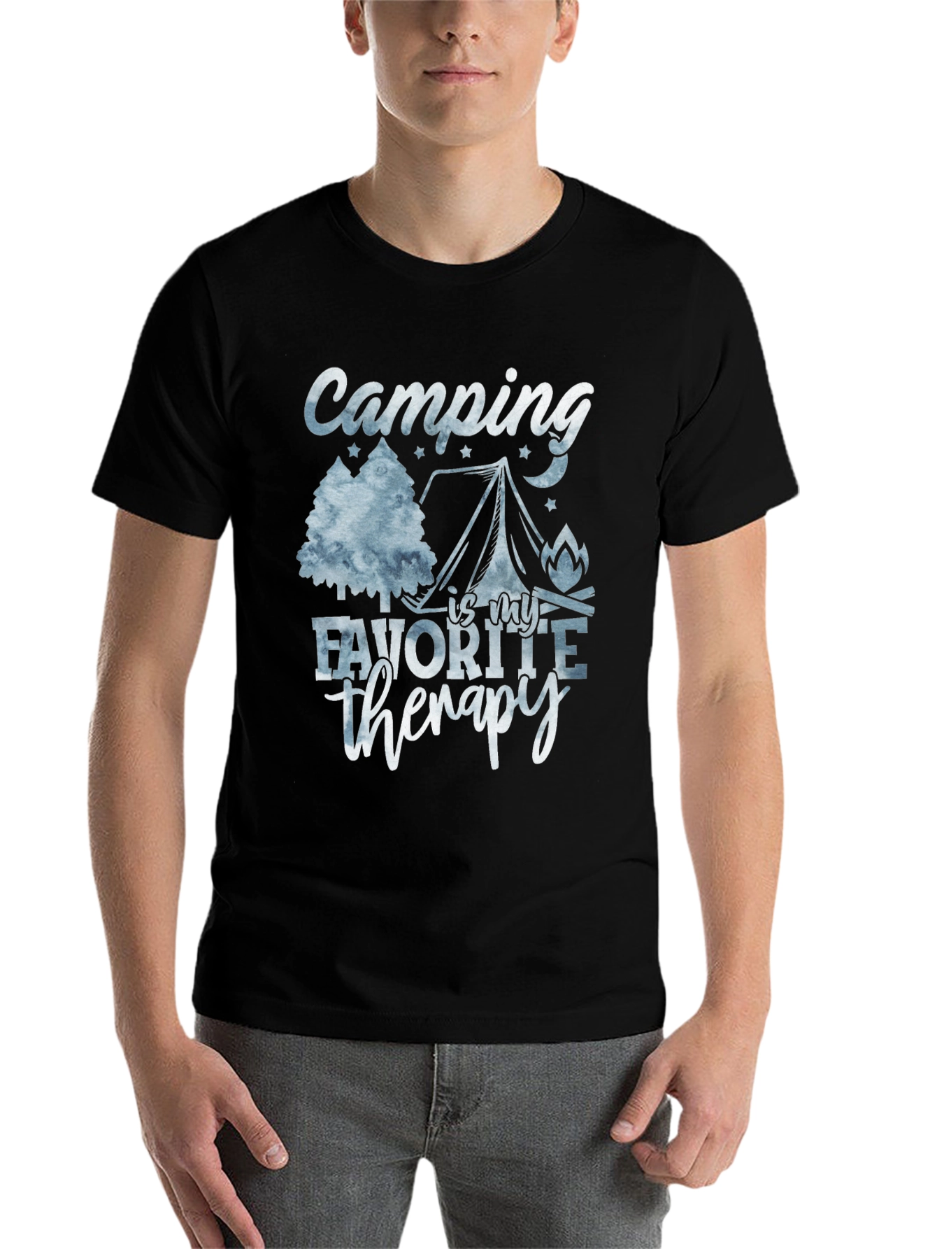 Black Camping Is My Therapy Graphic T-Shirt view 7