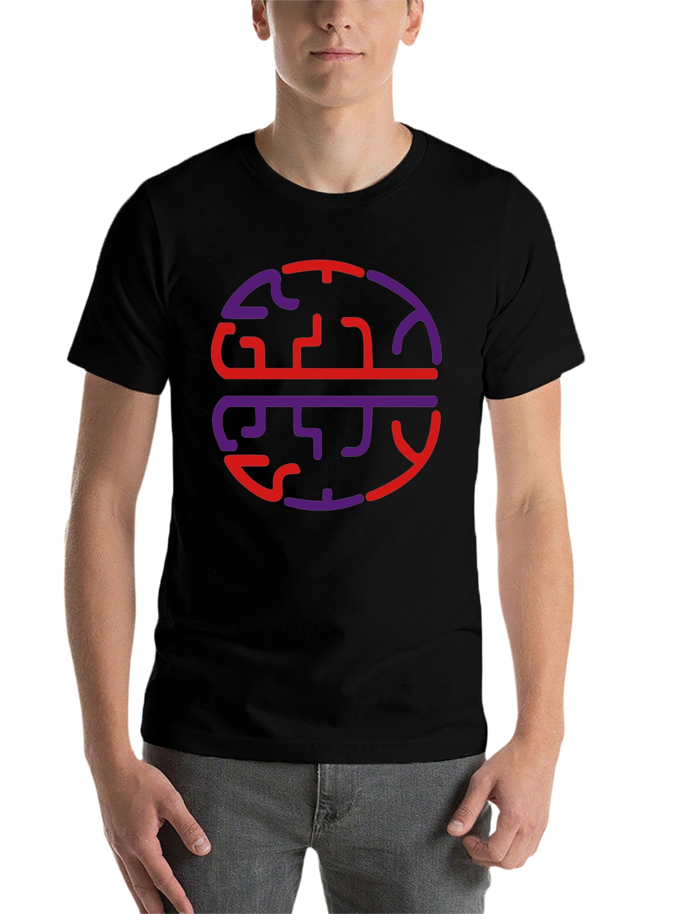 Black Abstract Brain Graphic Tee - Casual Wear view 7
