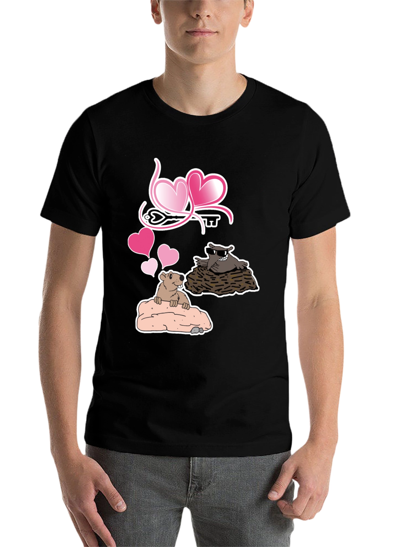 Black Groundhog Love T-Shirt - Cute Valentine's Day Tee view 7