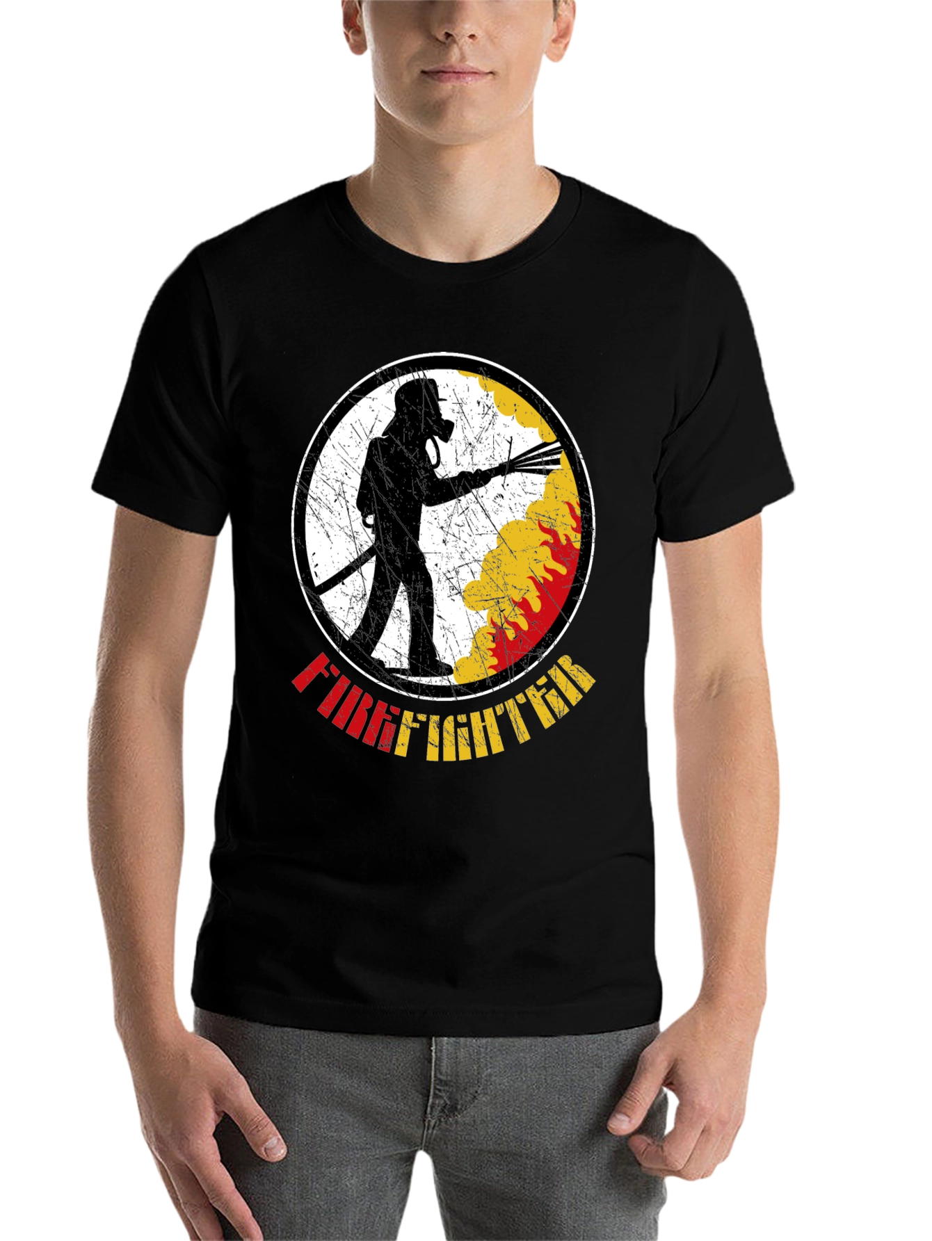 Black Firefighter Graphic T-Shirt - Black view 7