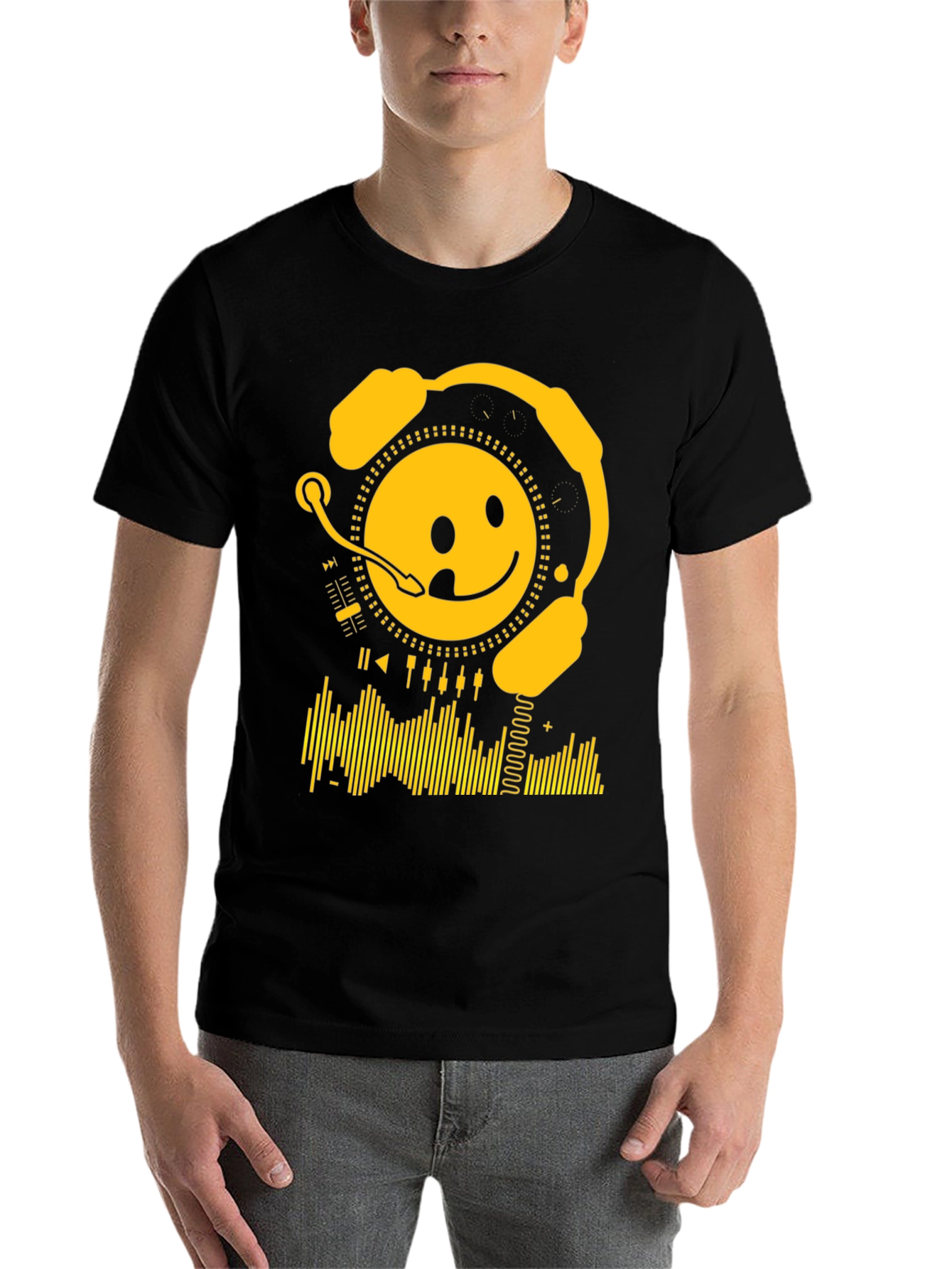 Black Smiley DJ Black T-Shirt view 7