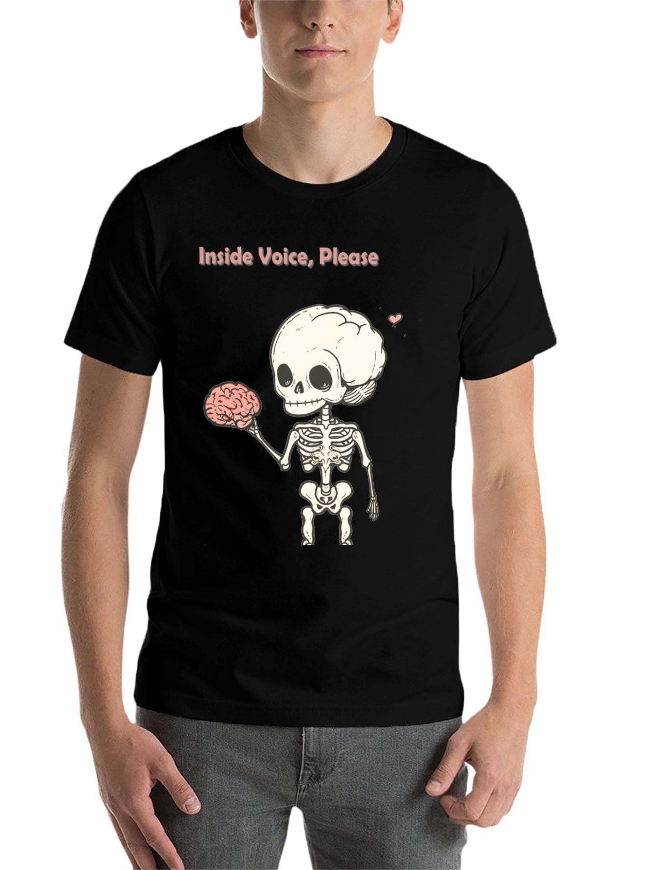 Black Inside Voice, Please - Skeleton Graphic T-Shirt view 7