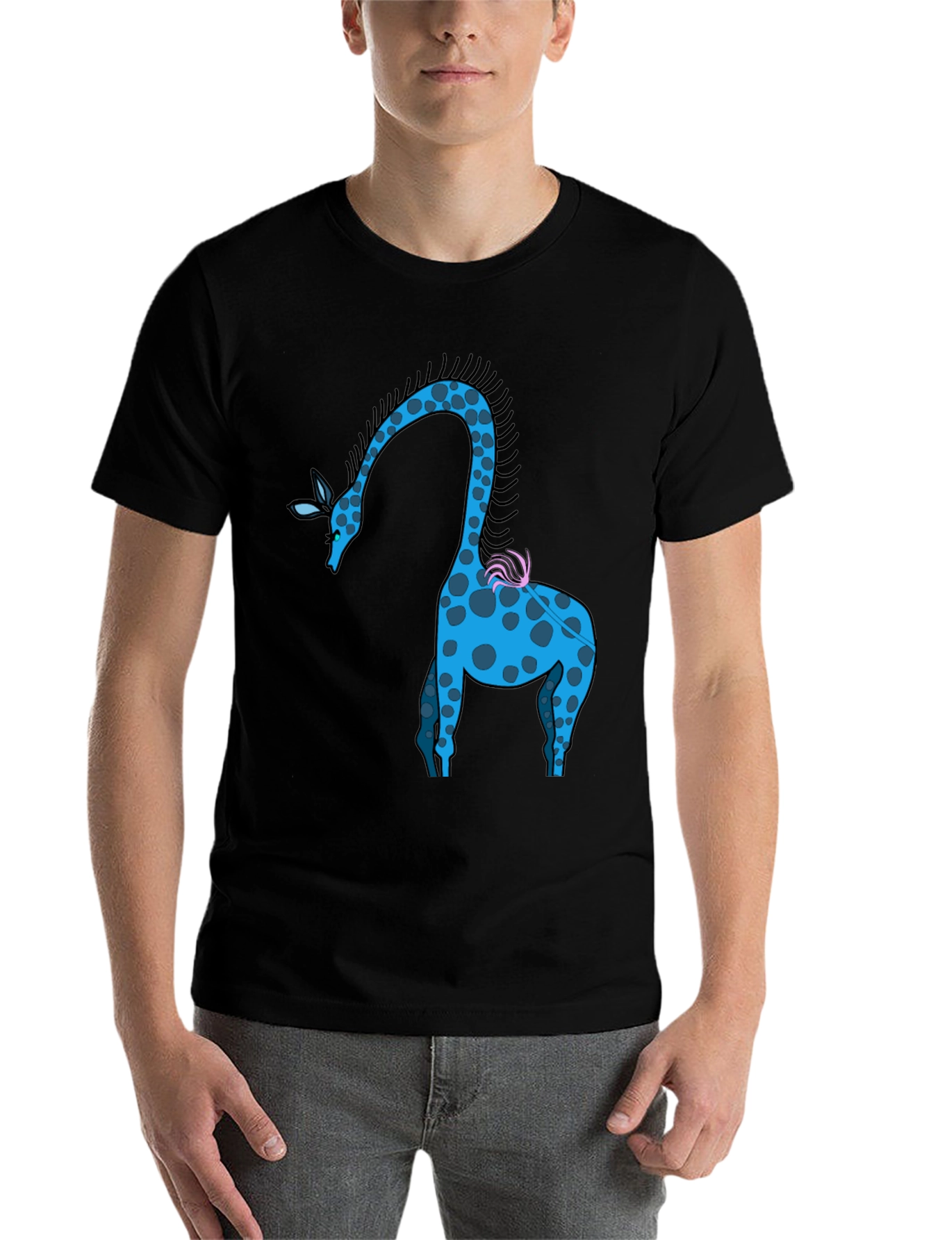 Black Cool Giraffe Graphic Tee - Stylish Casual Wear view 7