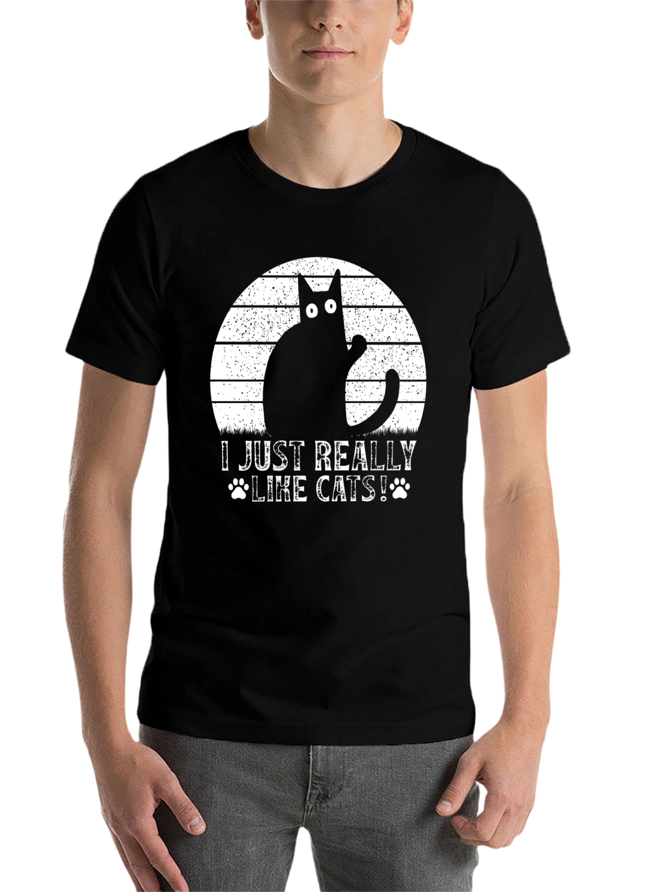 Black I Just Really Like Cats Black T-Shirt  view 7