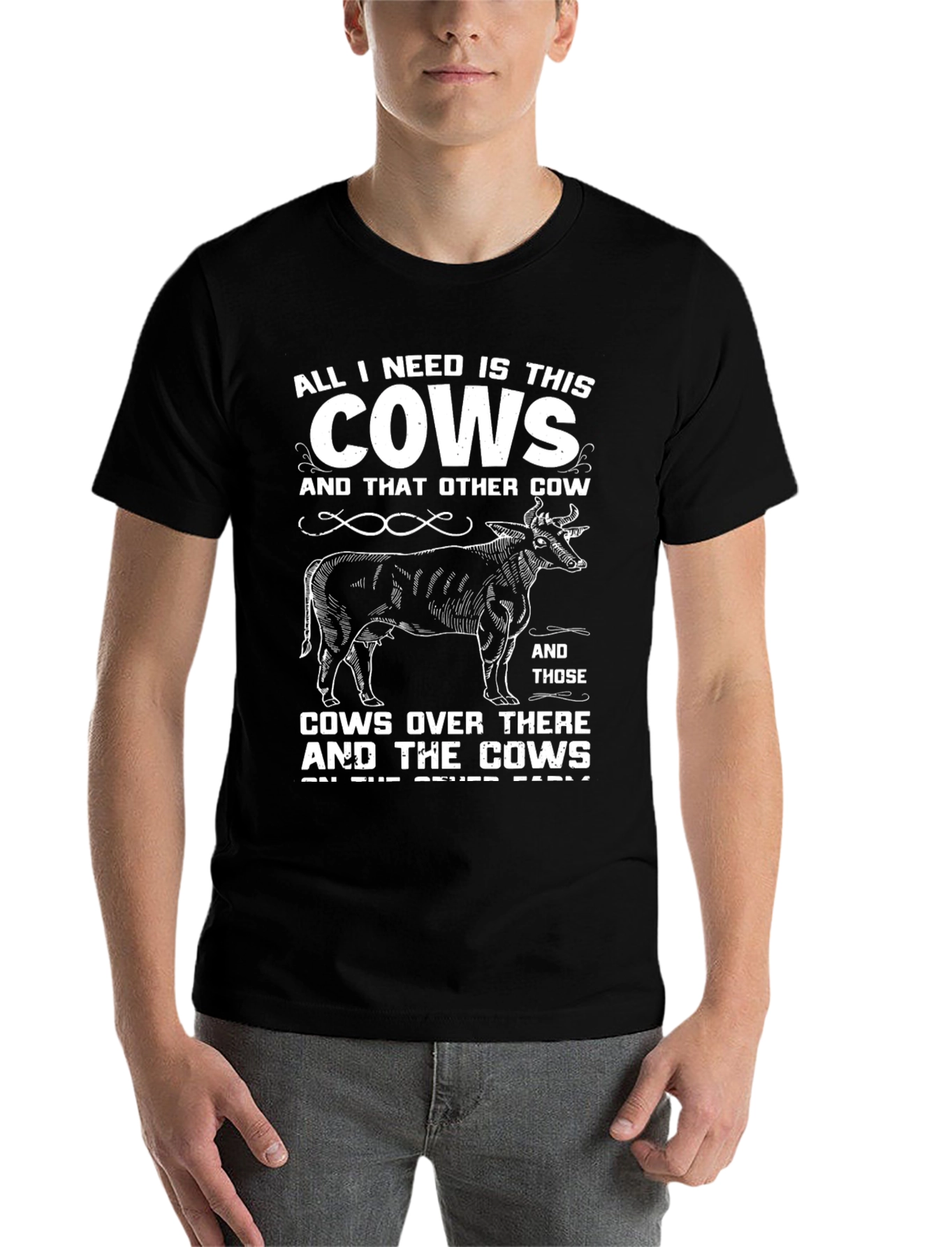 Black Funny Cow Lover T-Shirt, All I Need Is This Cows Tee view 7