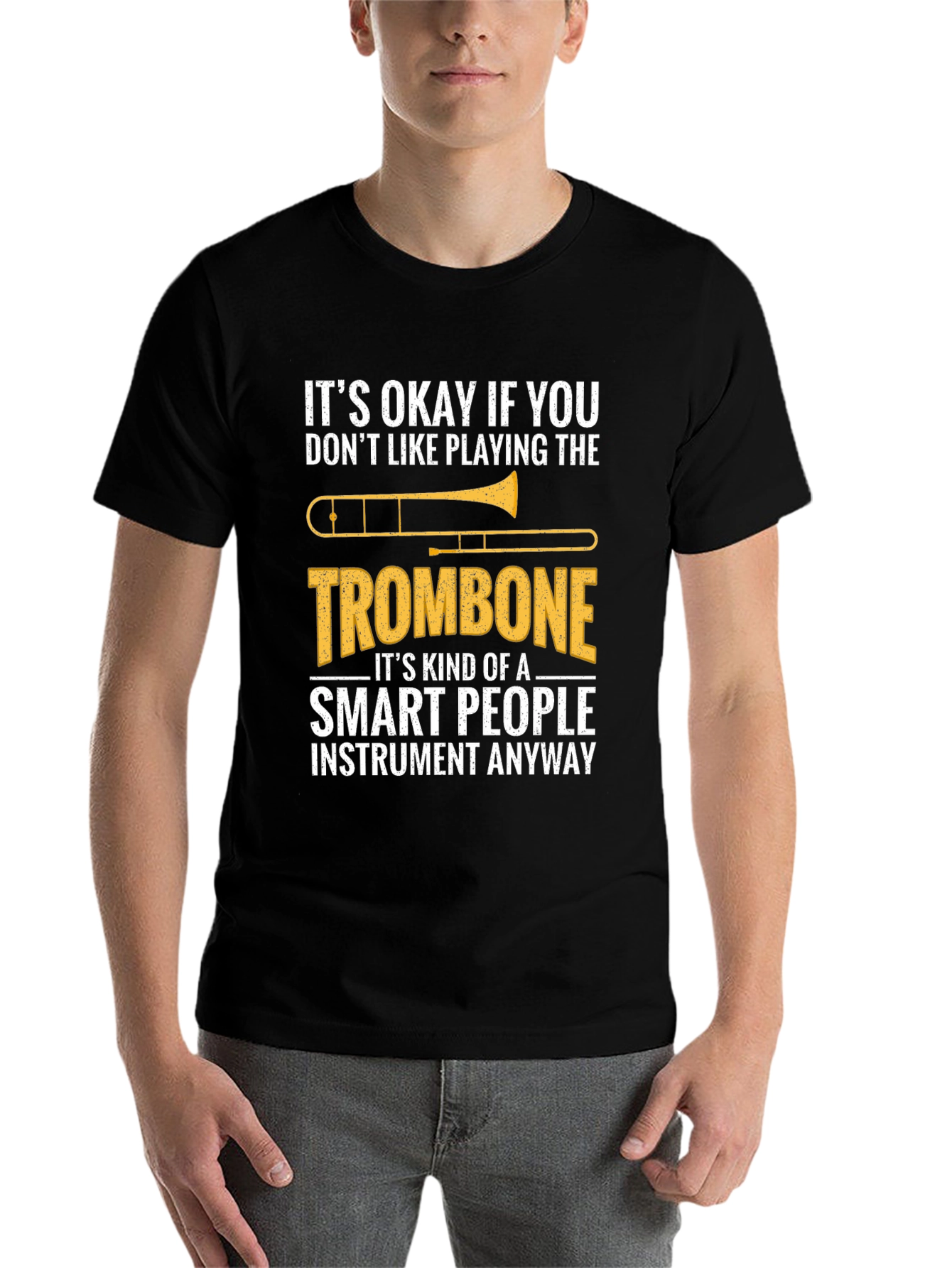 Black Smart People Trombone T-Shirt - Funny Musician Tee view 7