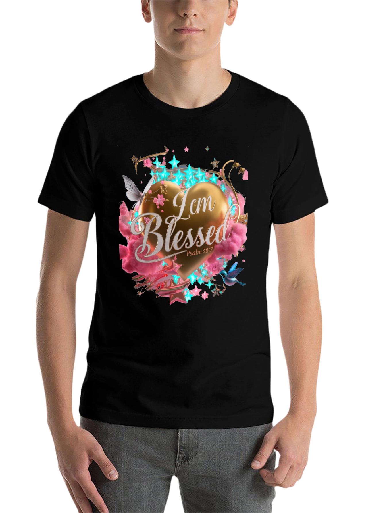 Black I am Blessed T-Shirt view 7