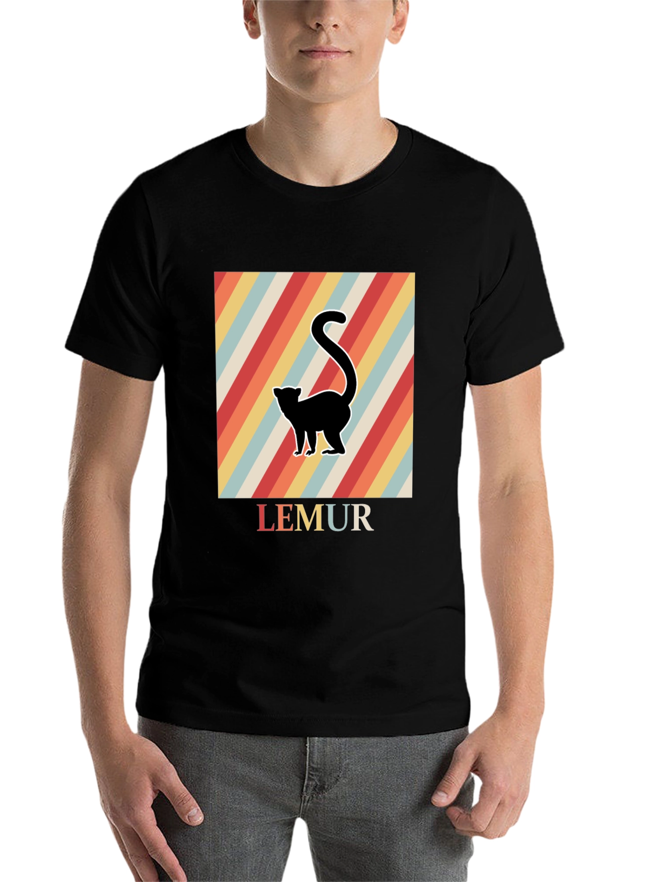 Black Retro Lemur Graphic Tee view 7