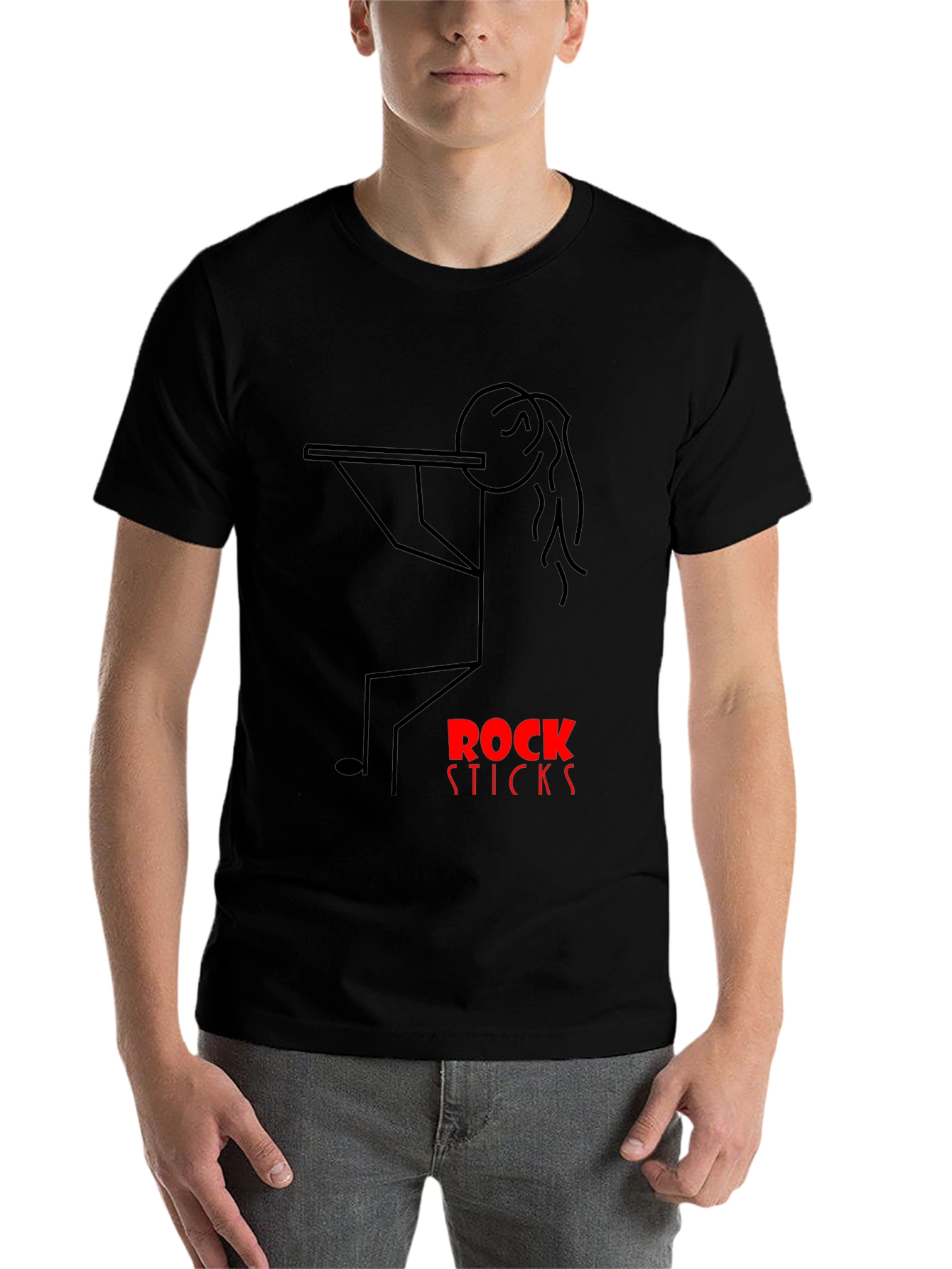 Black Rock Sticks Graphic Tee - Black Cotton T-Shirt view 7