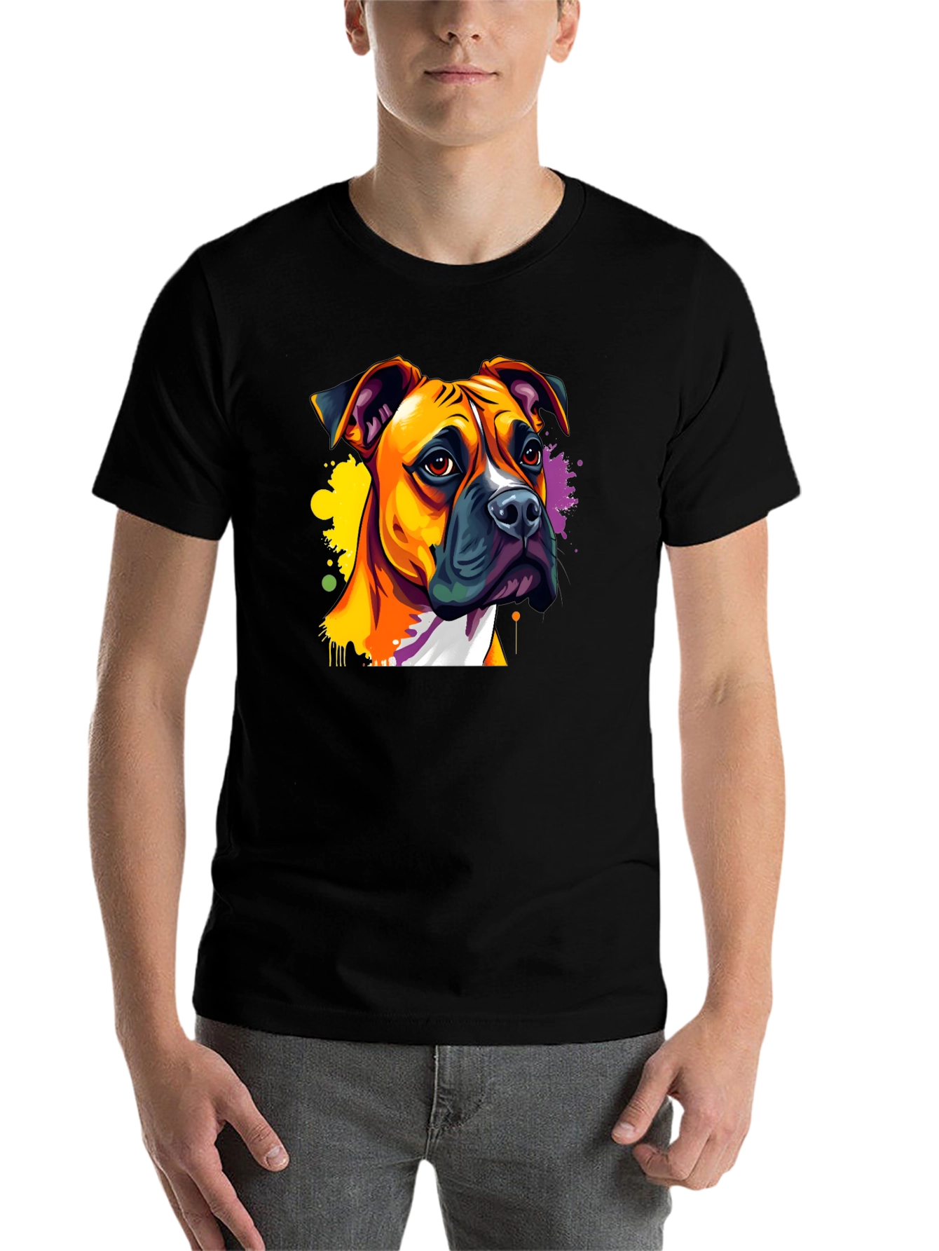 Black Dog Art T-Shirt - Boxer Breed view 7