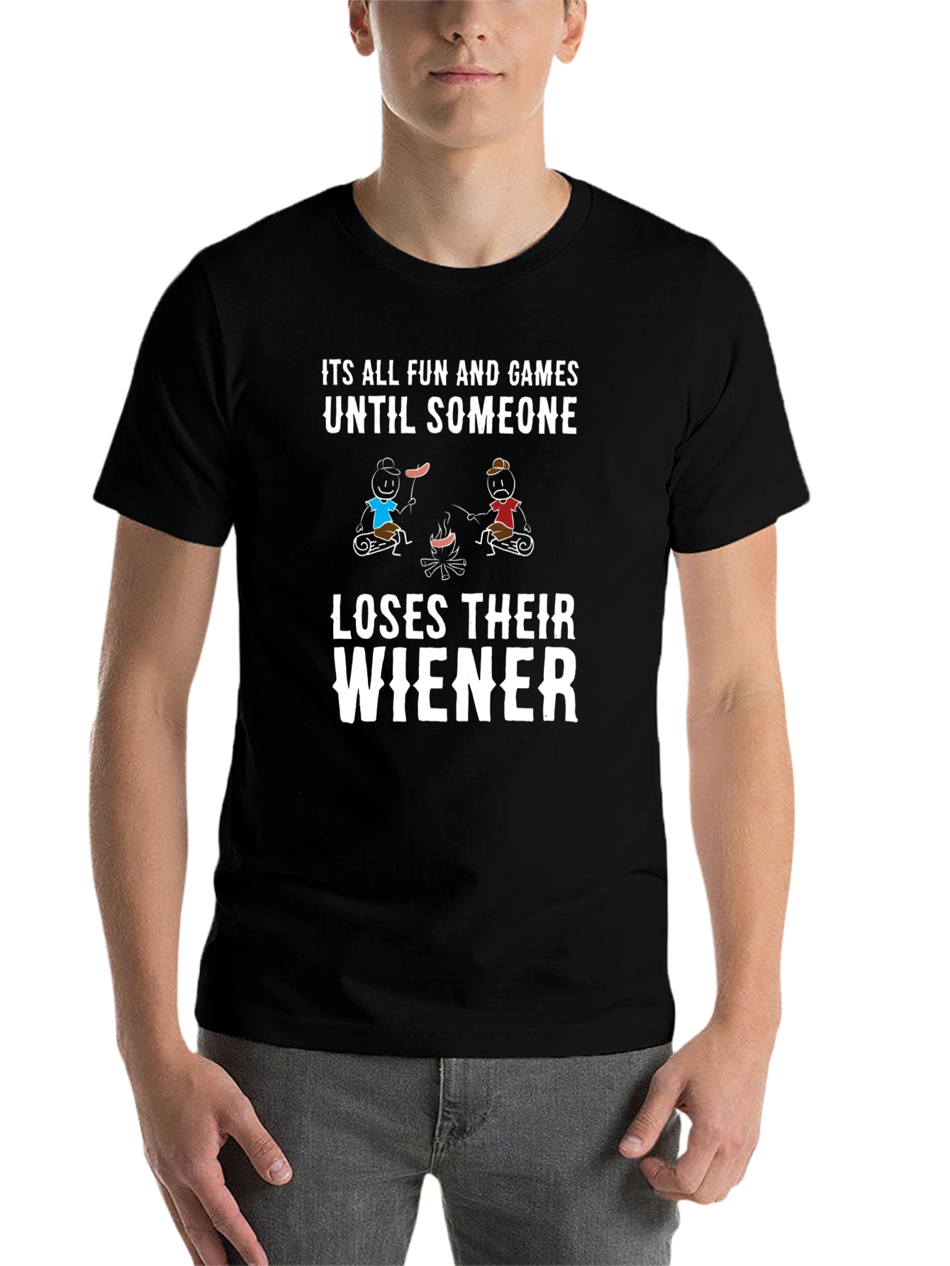 Black Funny Camping Wiener T-Shirt view 7