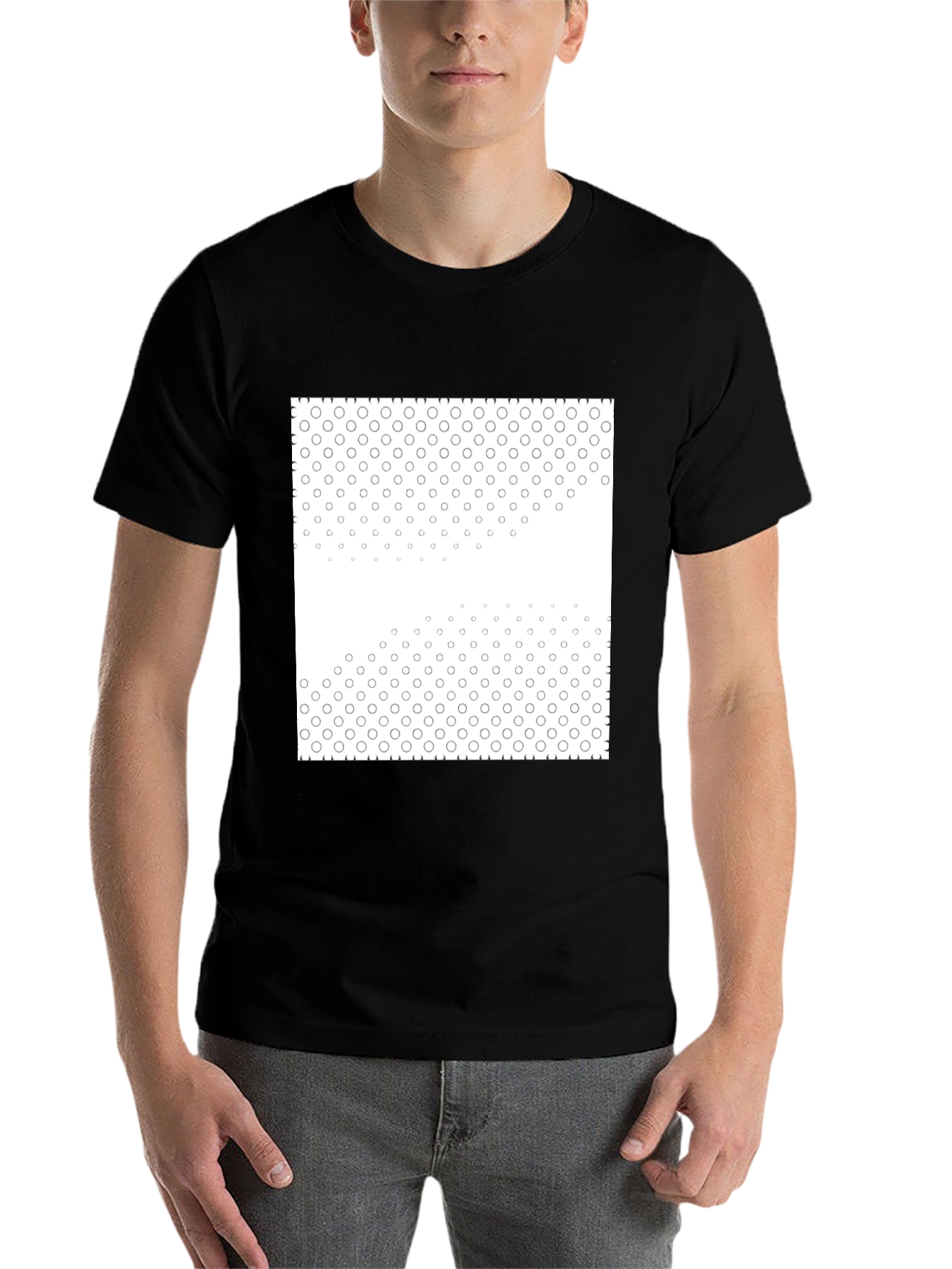 Black Black Tee with Geometric Circle Pattern view 7