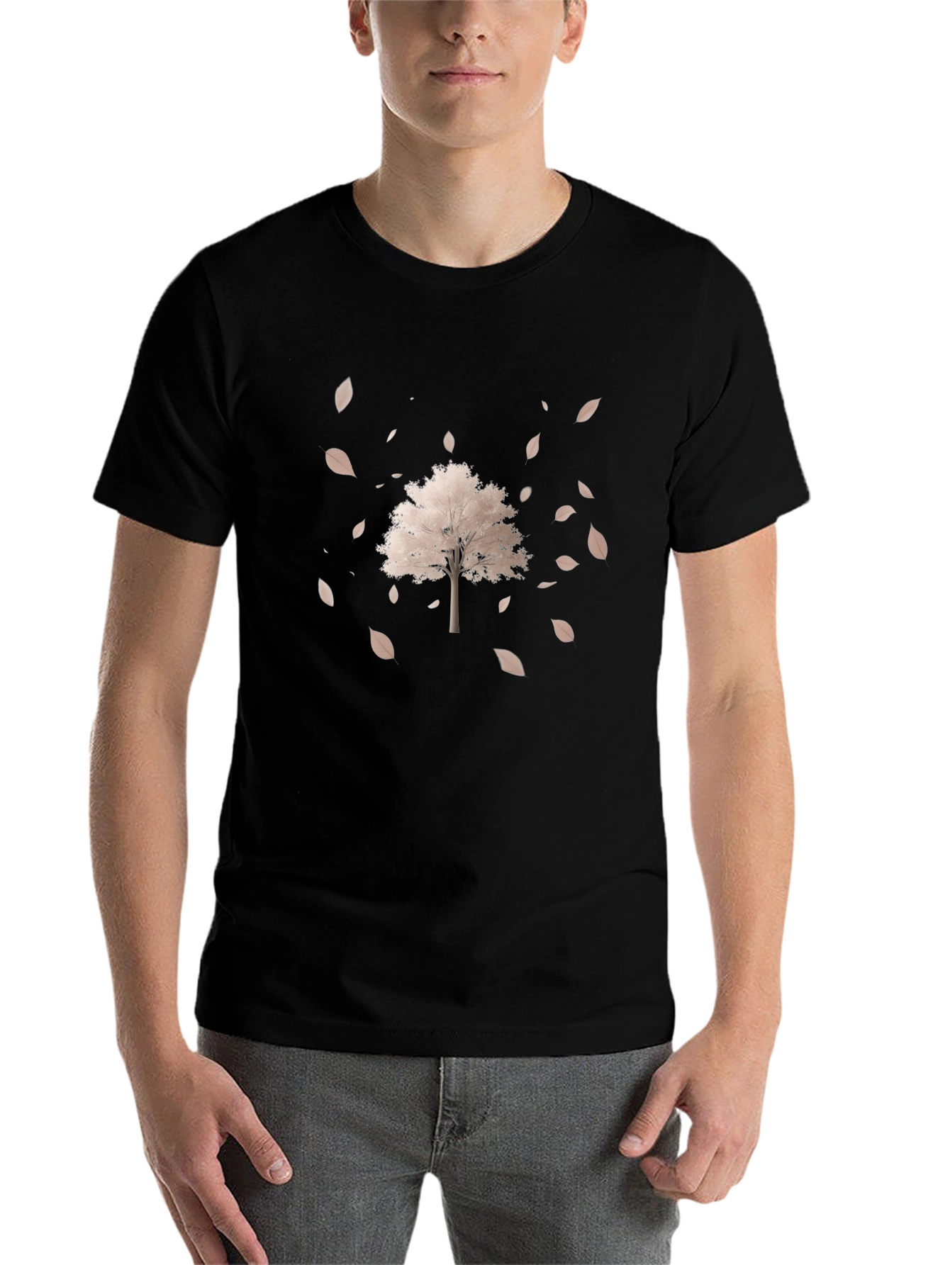 Black Men's Black Tree Graphic T-Shirt view 7