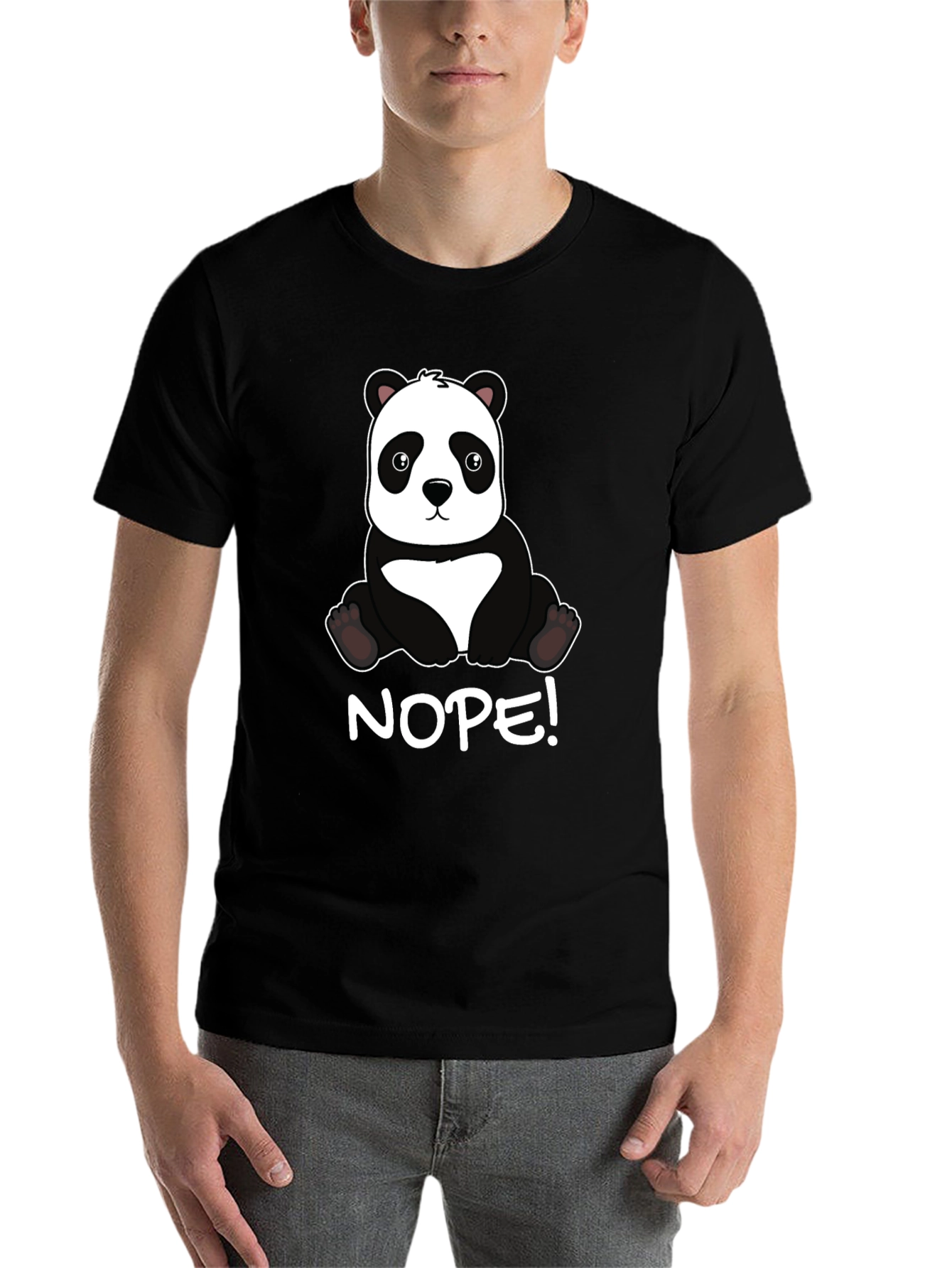 Black Nope Panda Graphic Tee - Comfy Casual T-Shirt view 7