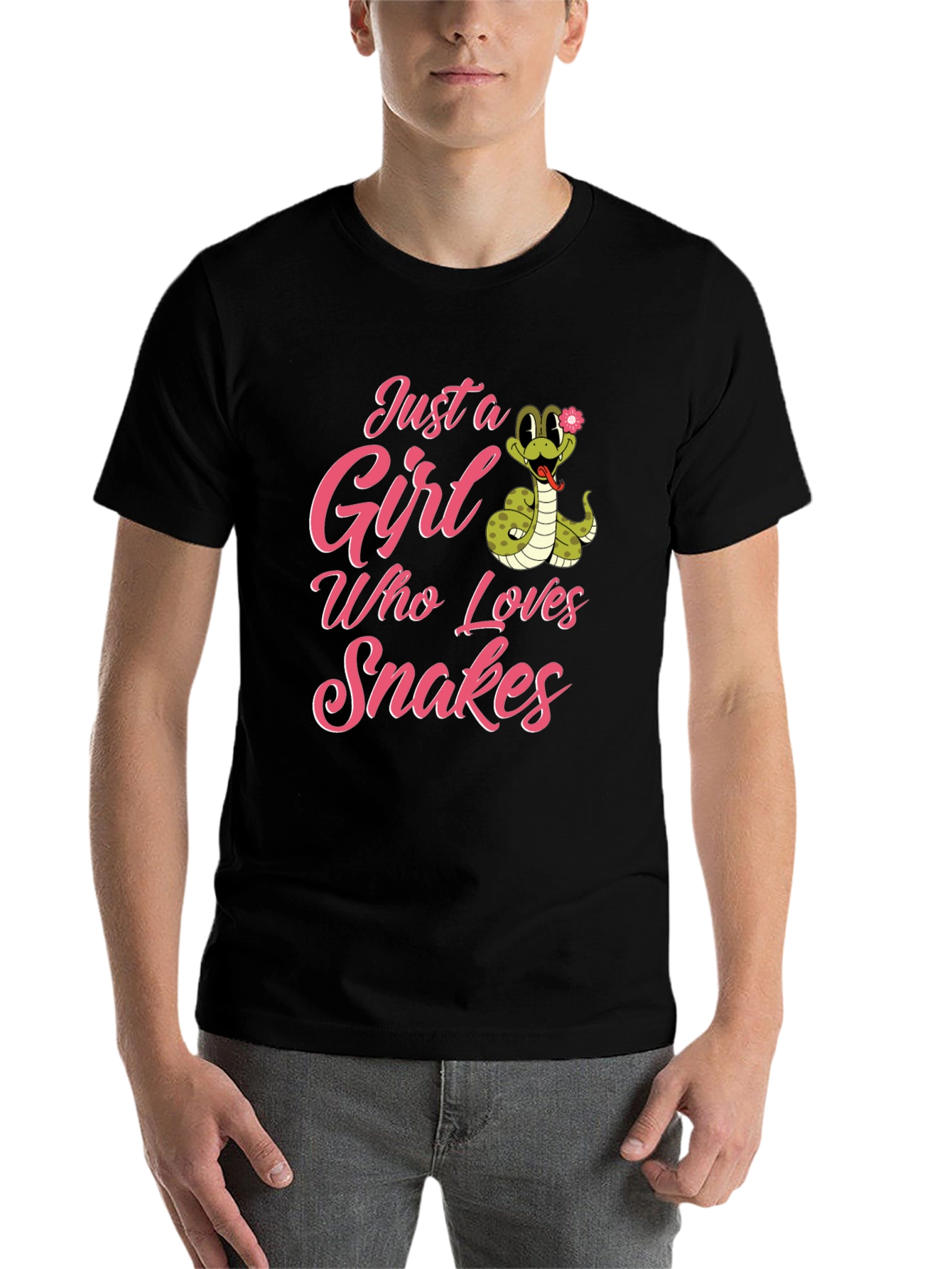 Black Just a Girl Who Loves Snakes T-Shirt view 7