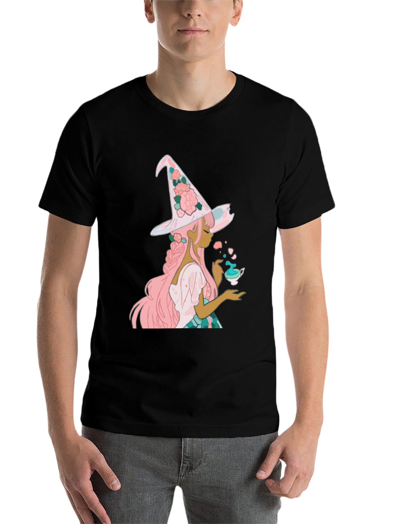 Black Witch With Tea Cup Graphic Tee view 7