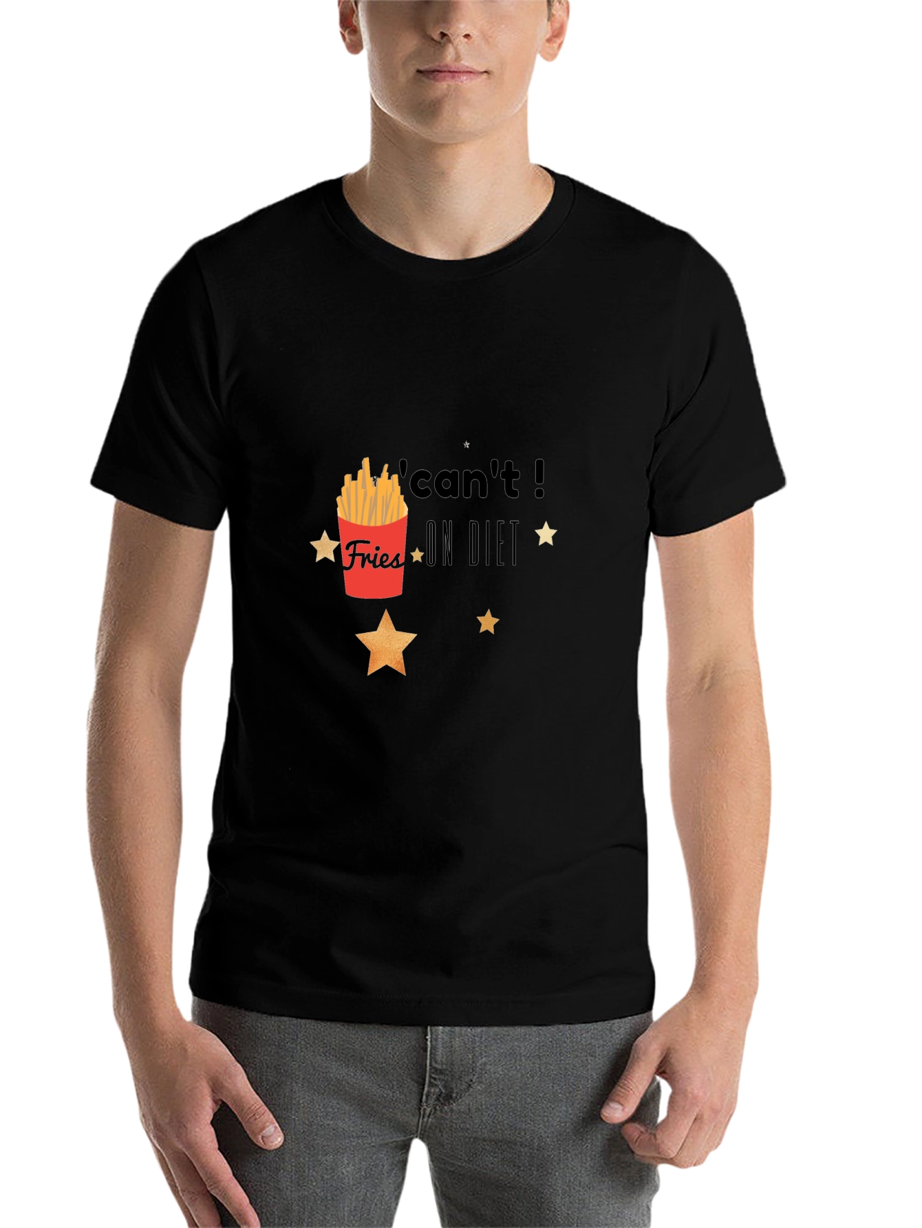 Black Fries on Diet Graphic T-Shirt - Unisex Casual Tee view 7