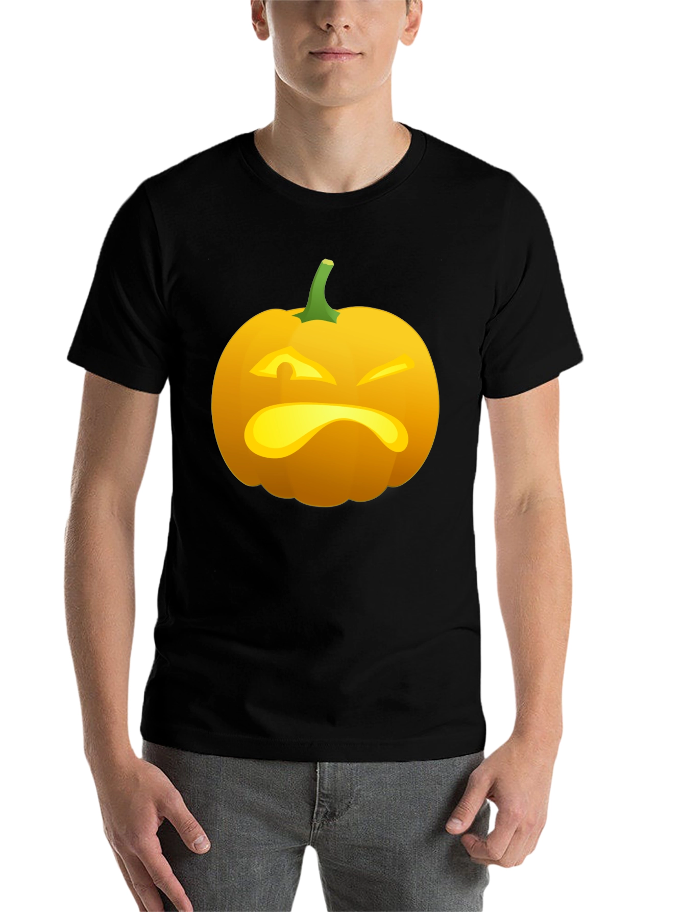 Black Funny Pumpkin Face Halloween T-Shirt view 7