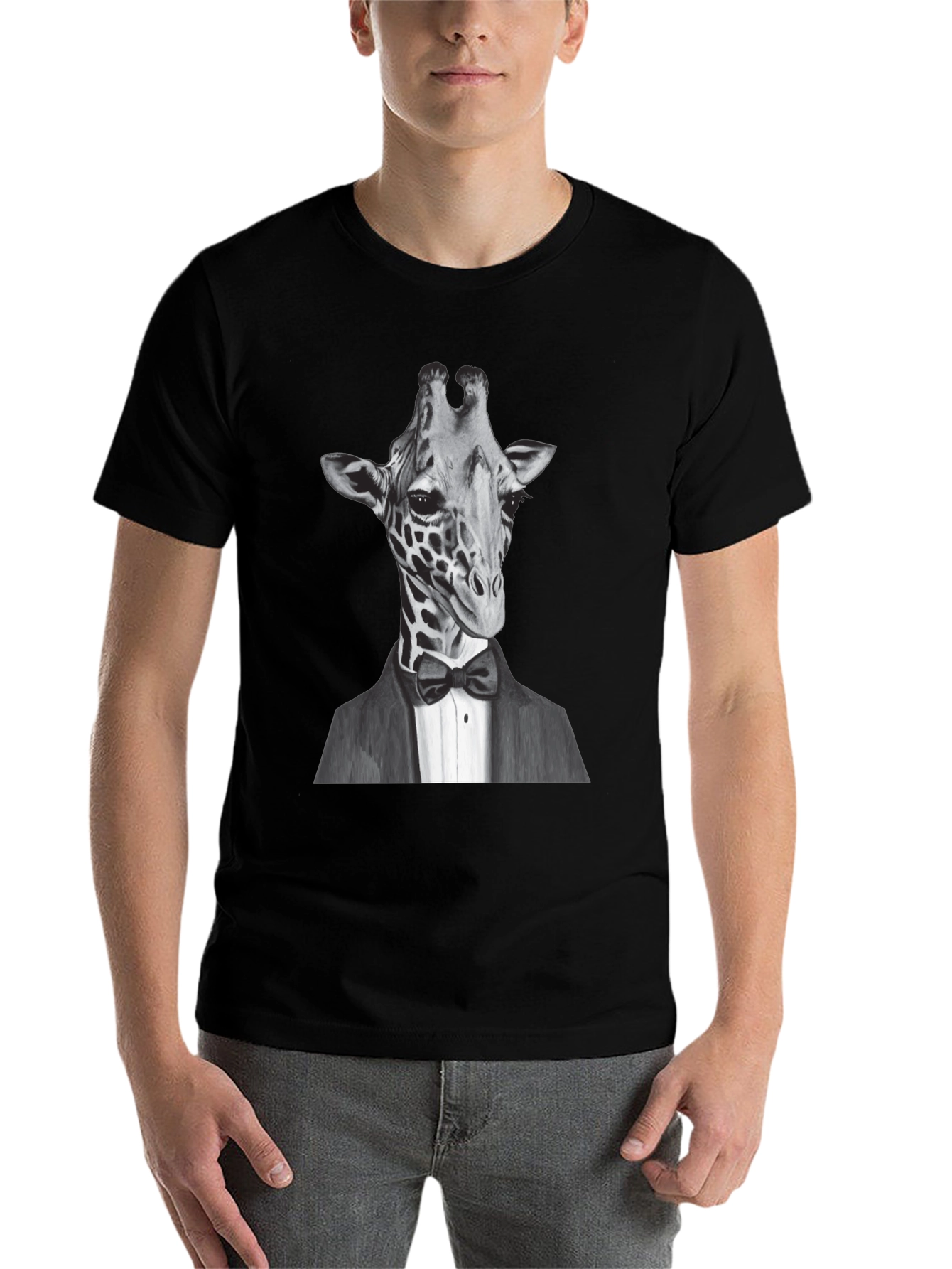 Black Giraffe Tuxedo T-Shirt - Animal Lover Tee view 7