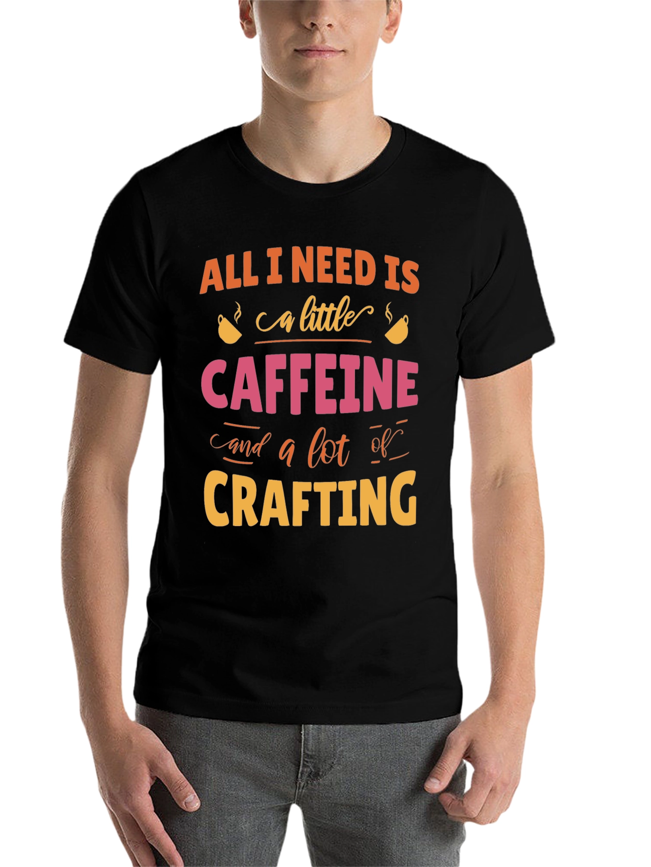 Black Caffeine & Crafting T-Shirt - Hobbyist Tee view 7