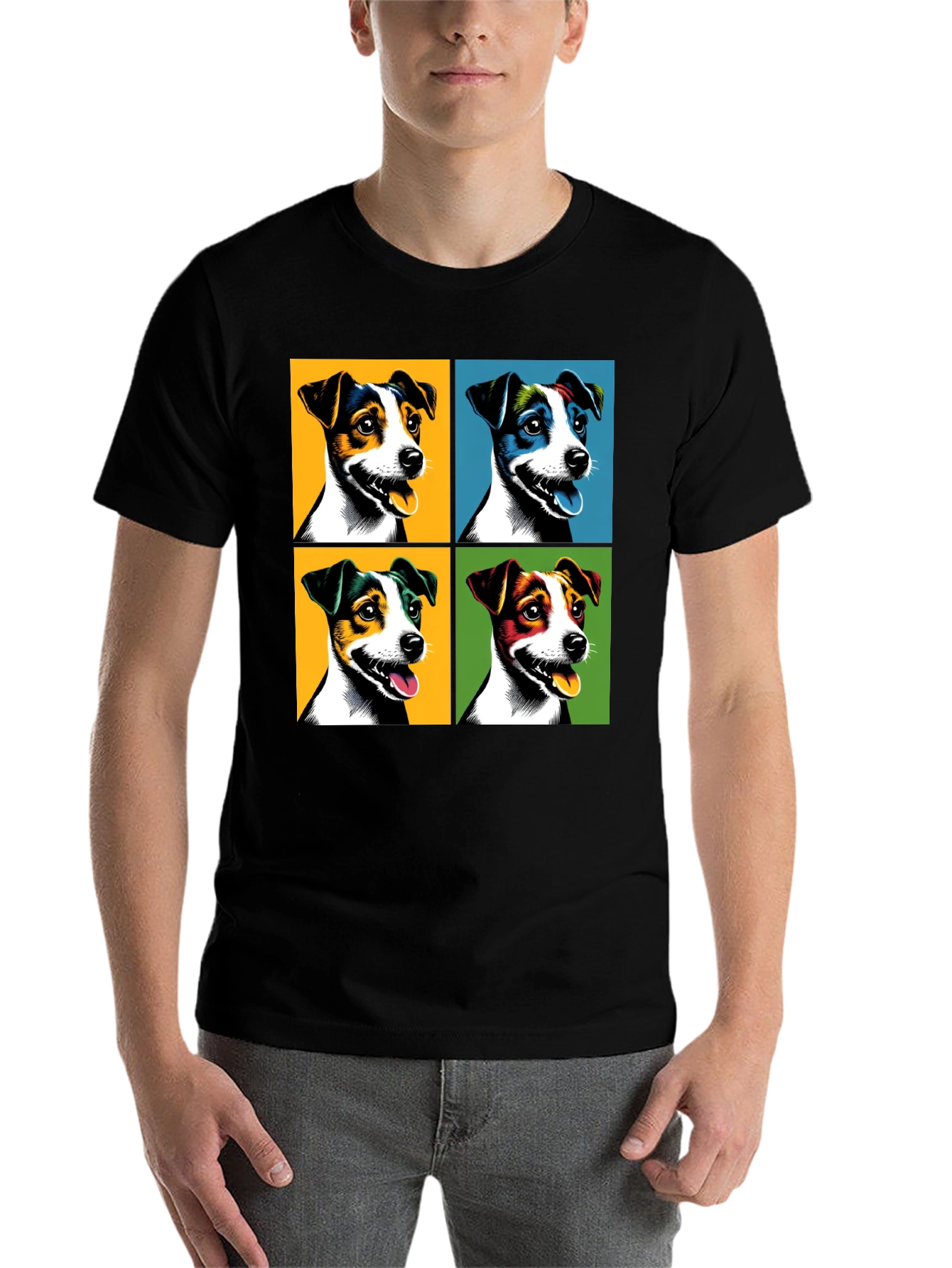 Black Pop Art Dog Portrait Tee - Unique Graphic T-Shirt view 7