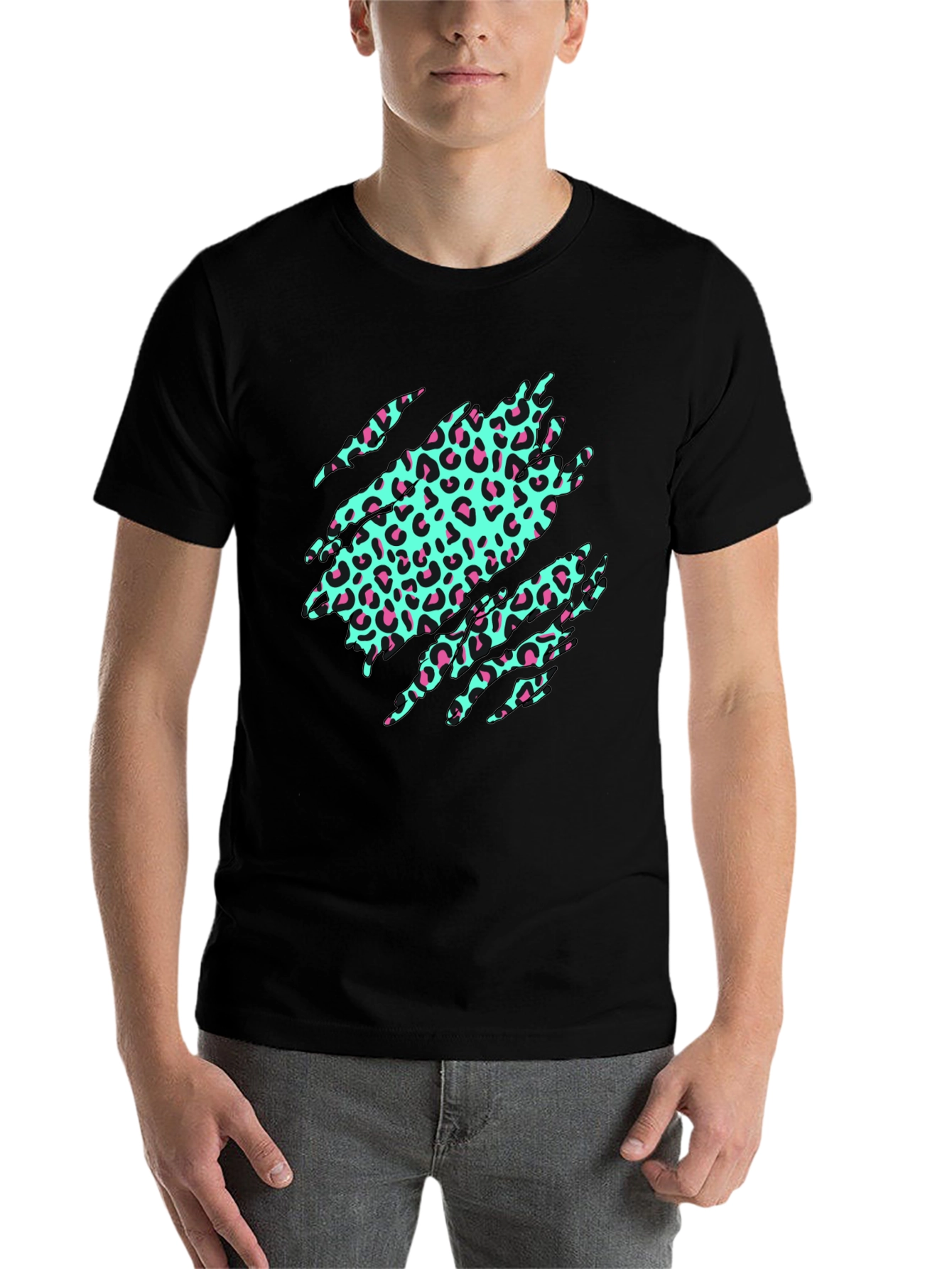 Black Leopard Print Graphic Tee - Funky & Stylish view 7