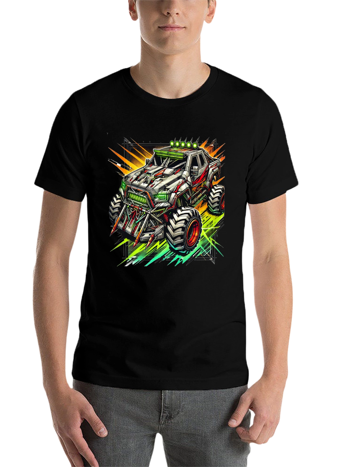 Black Monster Truck Graphic Tee - Cool Black T-Shirt view 7