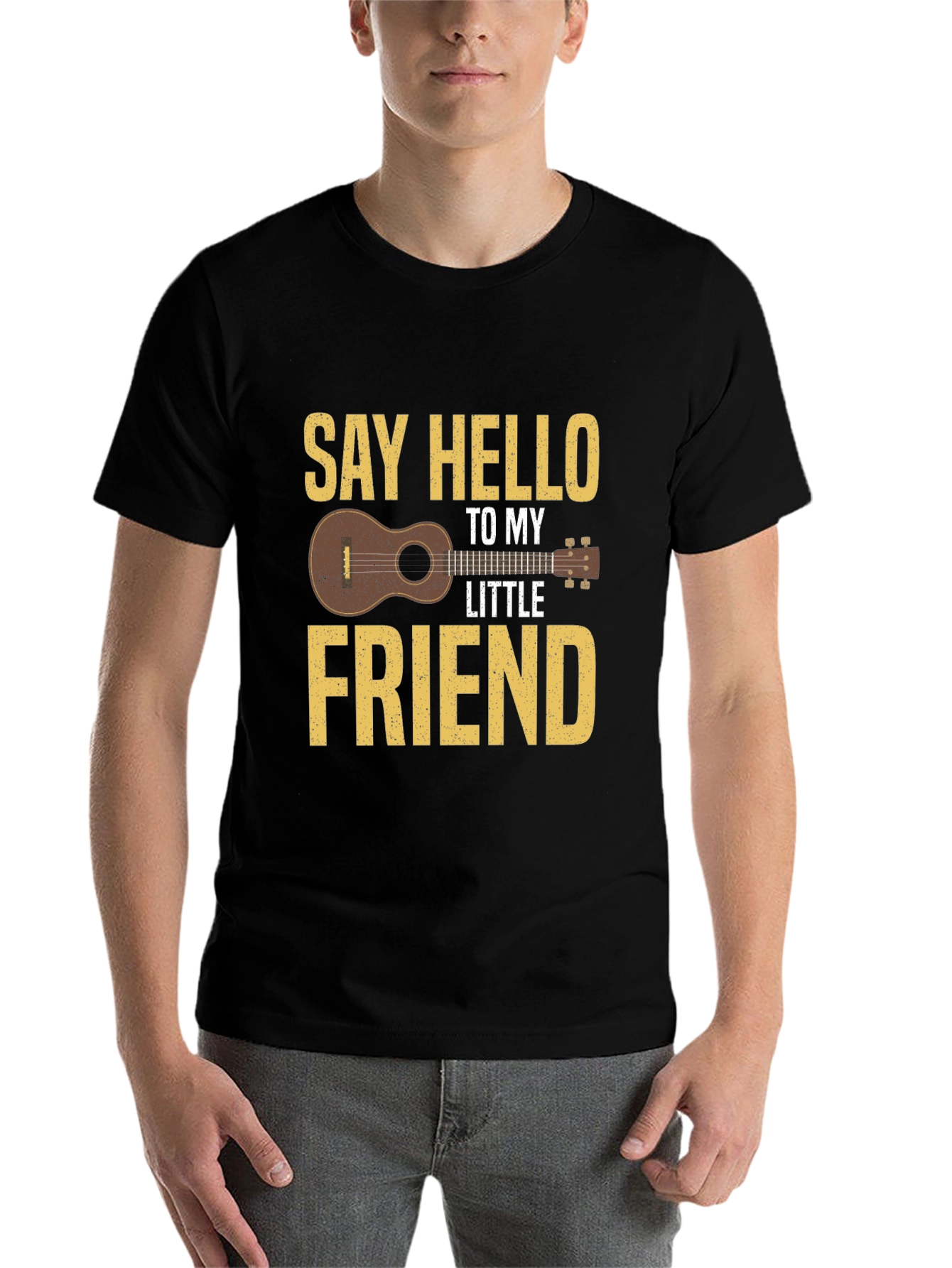 Black Say Hello To My Little Friend Ukulele T-Shirt view 7