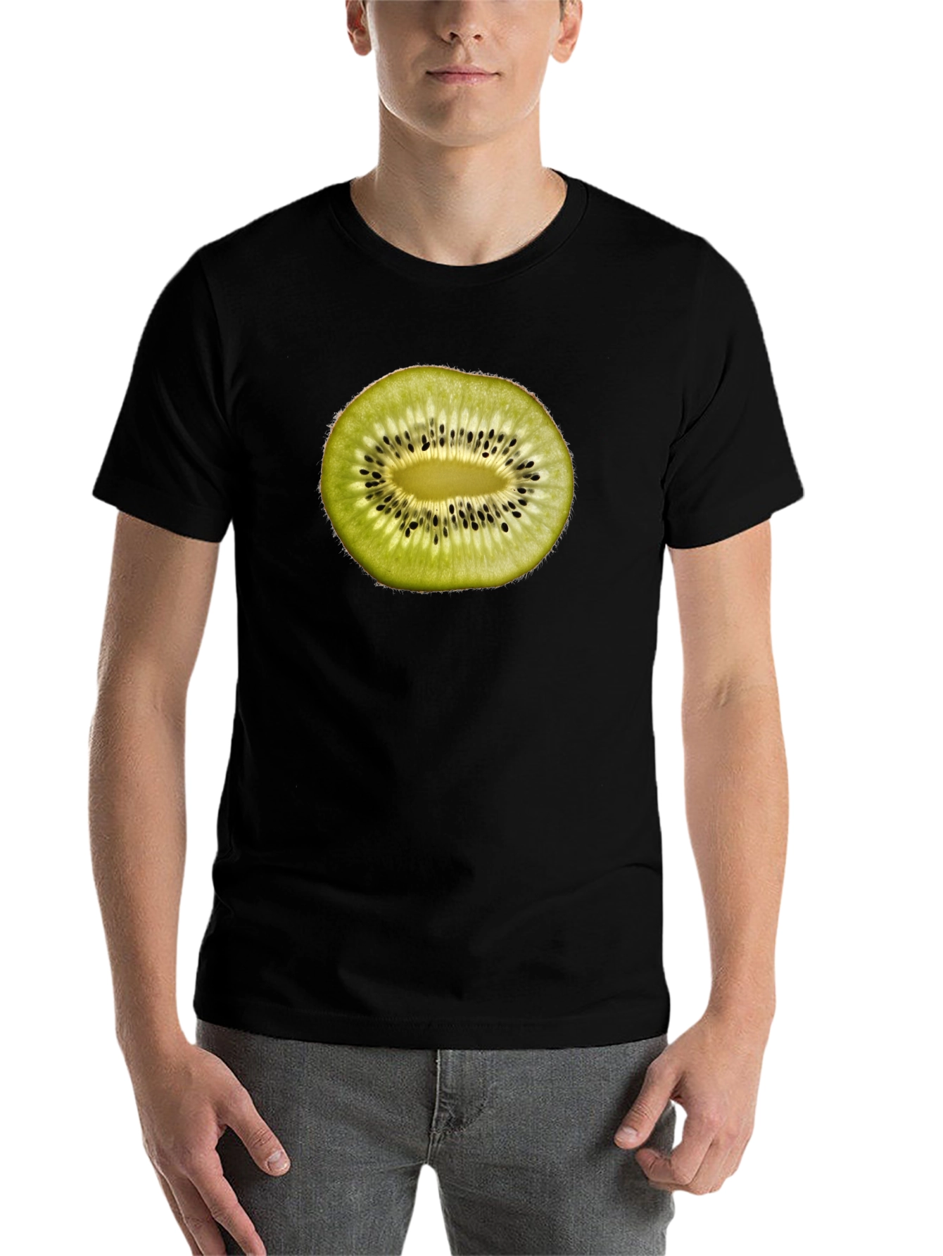 Black Kiwi Fruit Slice Graphic T-Shirt - Black view 7