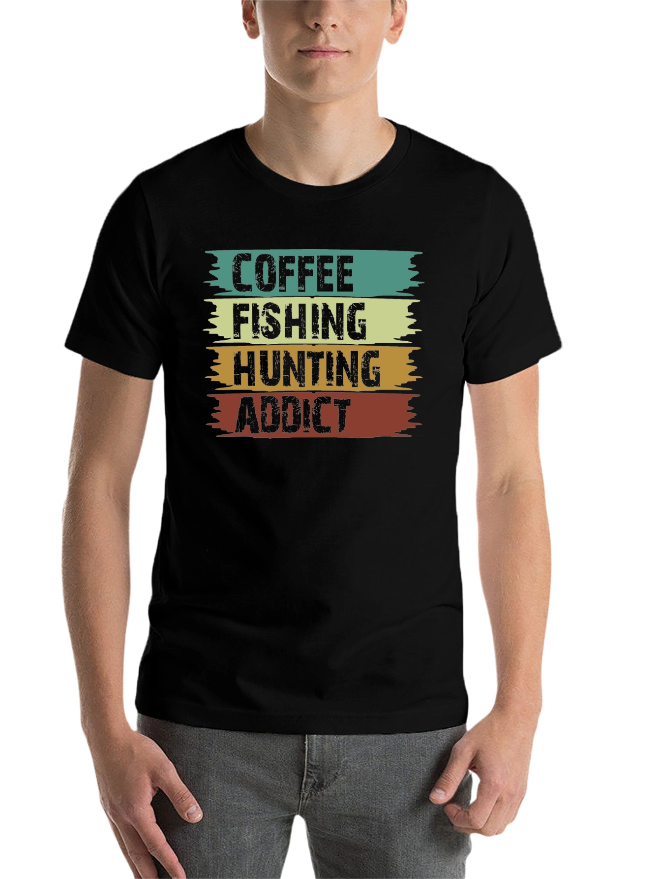 Black Coffee Fishing Hunting Addict Tee view 7